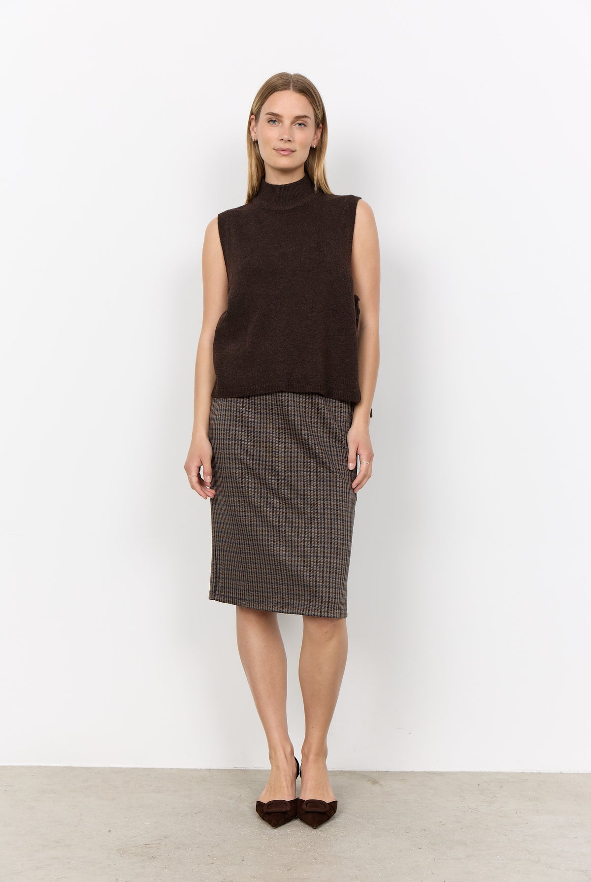 Soya Concept Orlean Side-Tie Knitted Tabard - Chocolate Plum Melange