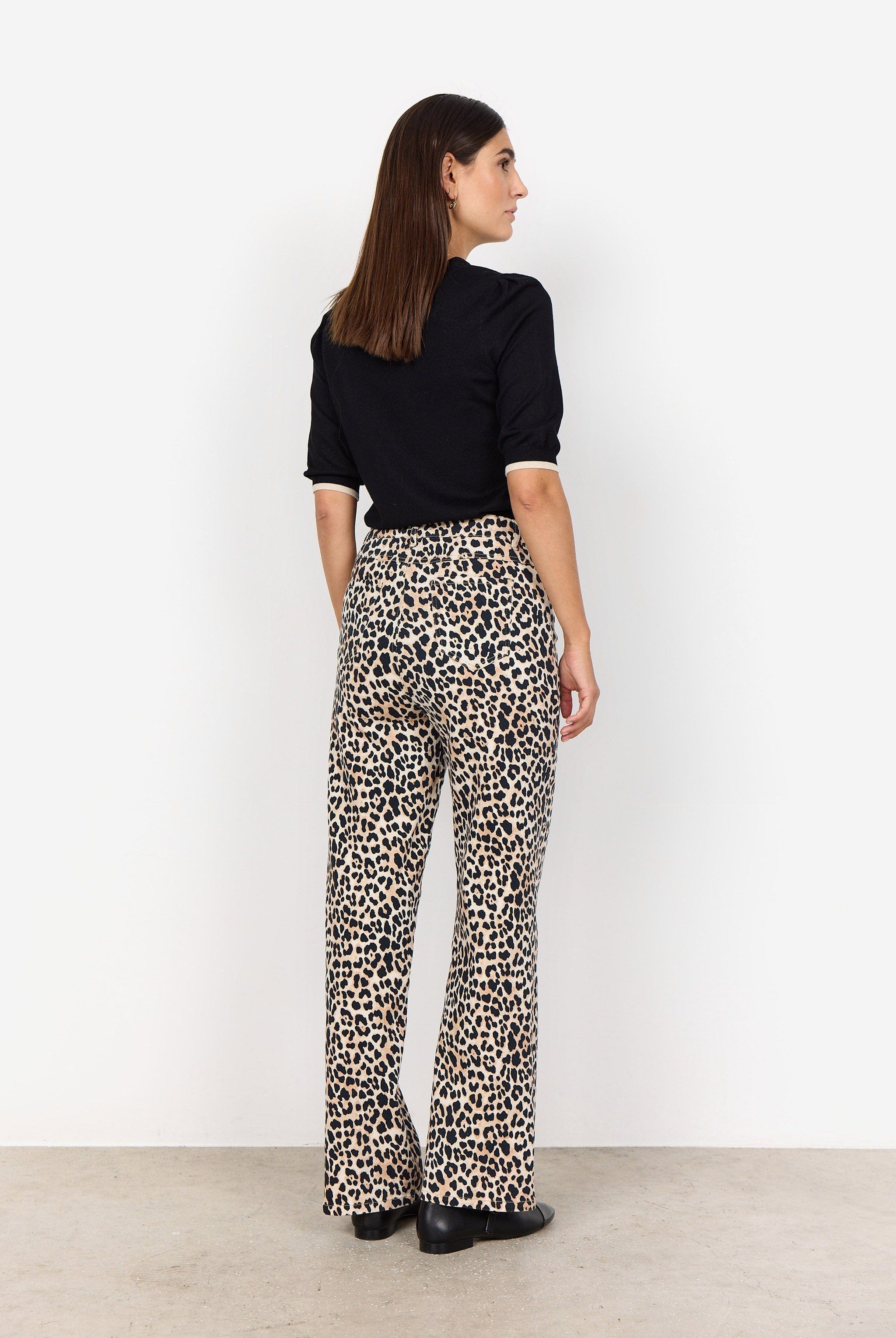 Soya Concept Owena Leopard Print Jeans - Sand Combi