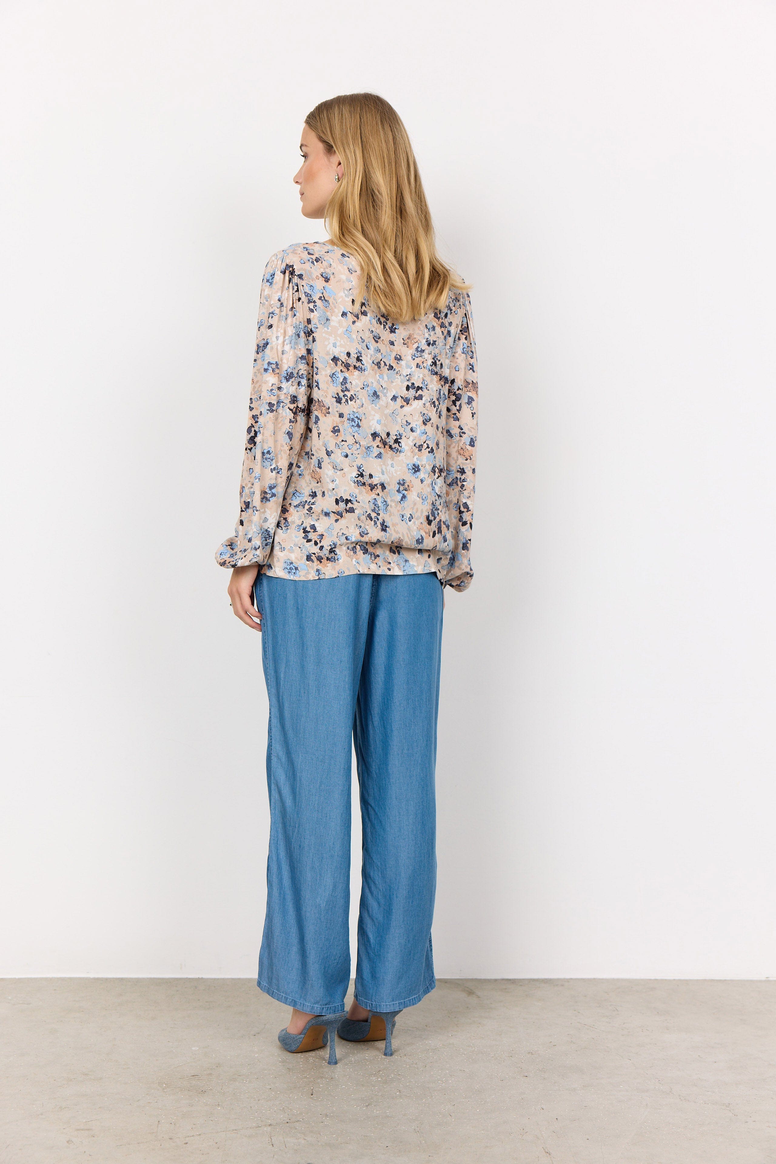 Soya Concept Pammi Printed Blouse - Air Blue Combi
