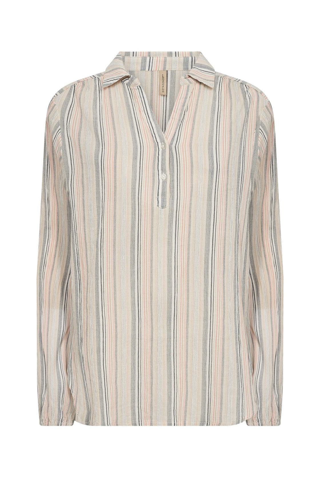 Soya Concept Patti Stripe Organic Cotton Blouse - Peach Pink Combi