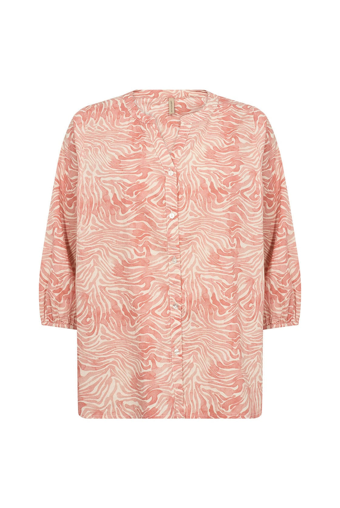 Soya Concept Peggy Printed Organic Cotton Blouse - Peach Pink Combi