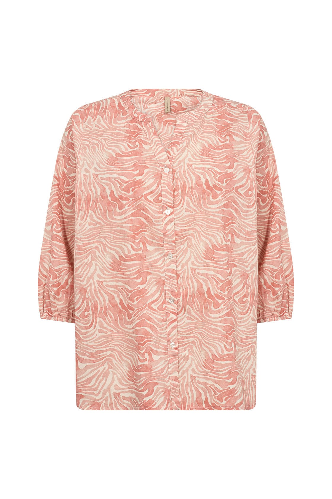 Soya Concept Peggy Printed Organic Cotton Blouse - Peach Pink Combi