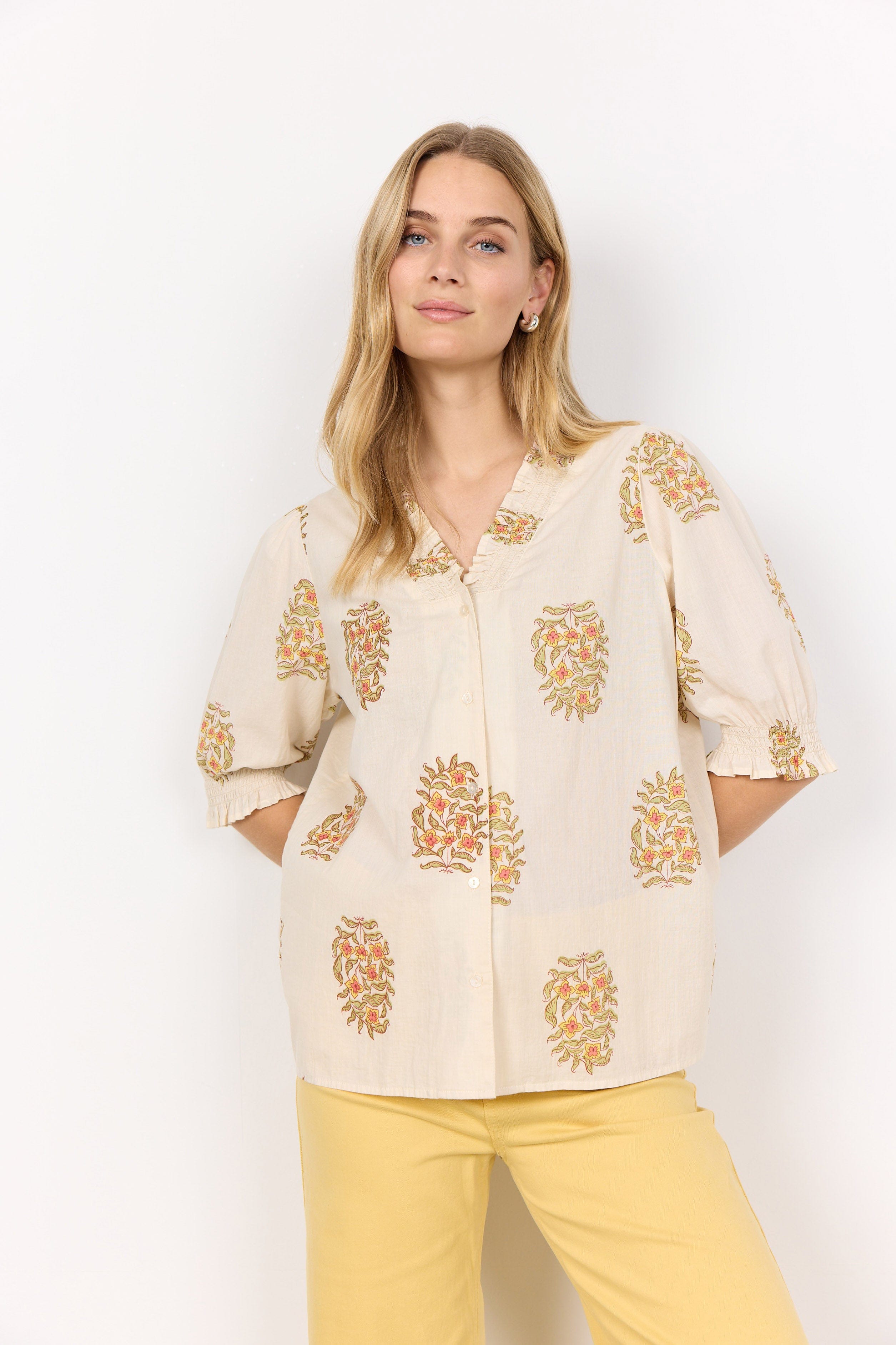 Soya Concept Pompeia Printed Blouse - Cream Combi