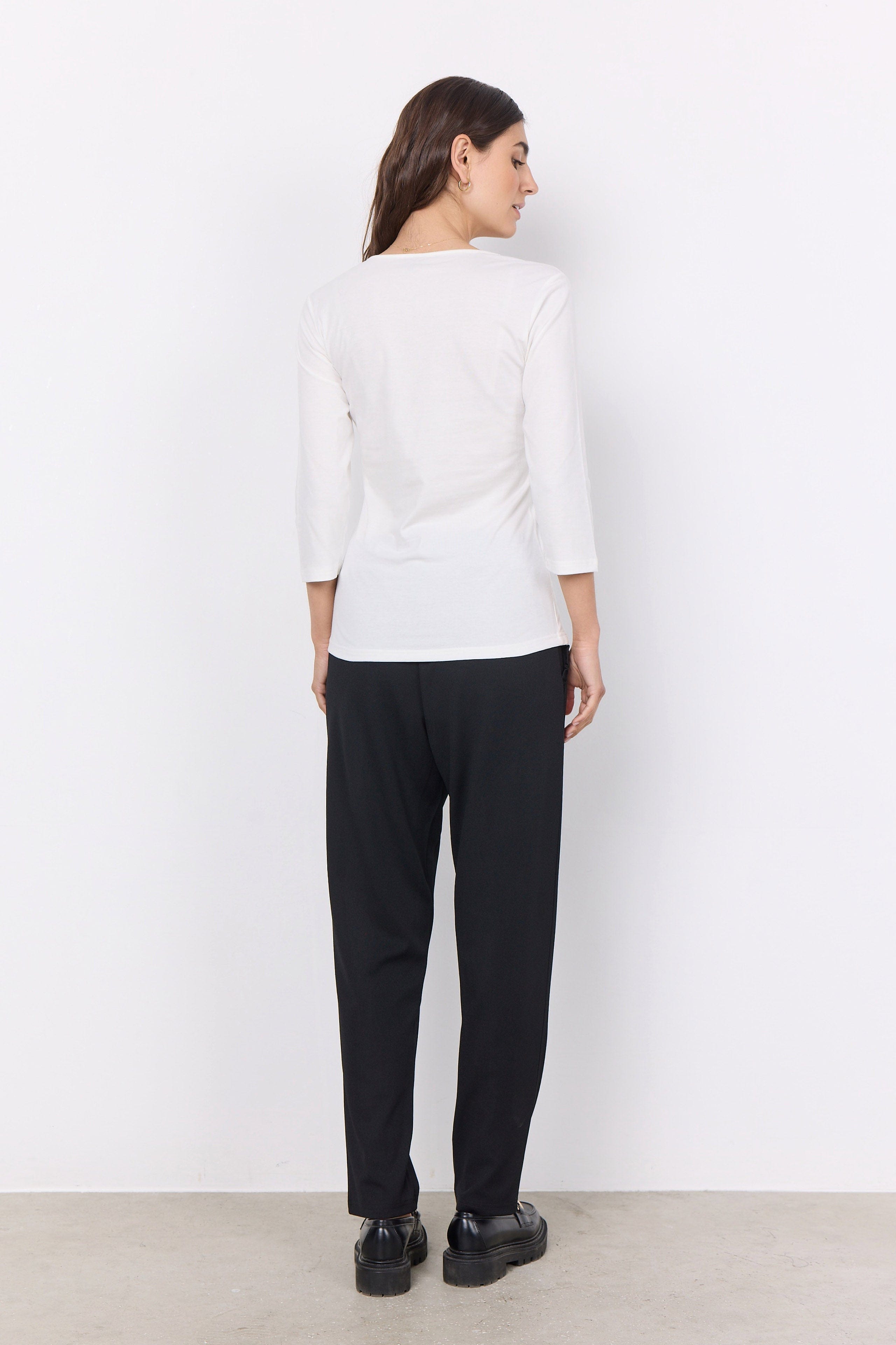 Soya Concept Pylle Plain 3/4 Sleeve Top - Off White