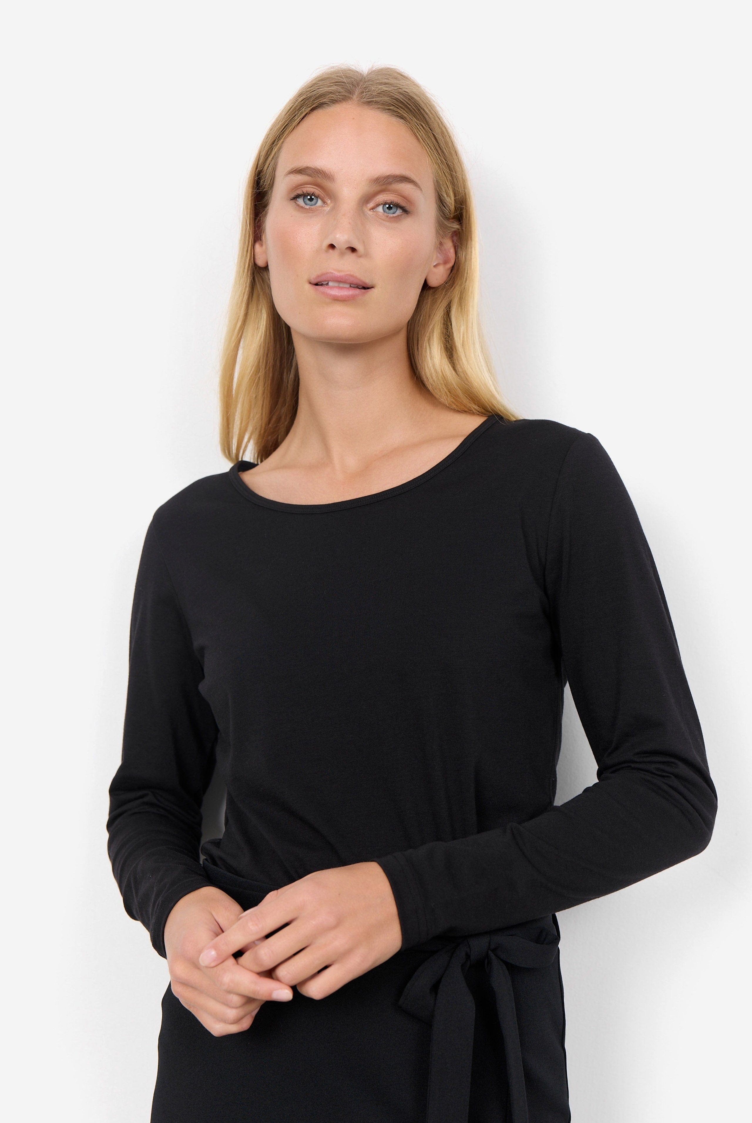 Soya Concept Pylle Plain Long Sleeve Top - Black