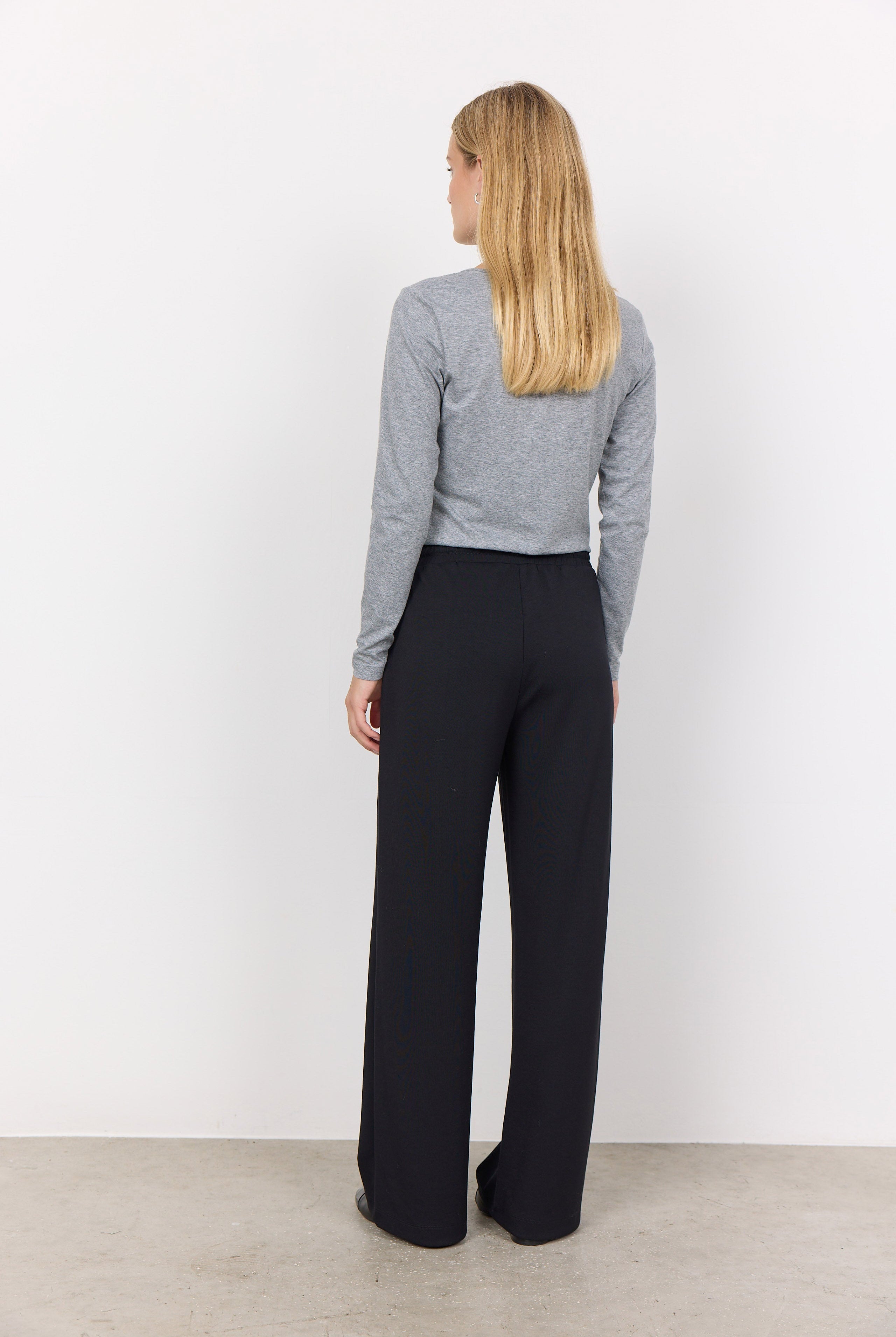 Soya Concept Pylle Plain Long Sleeve Top - Mid Grey Melange