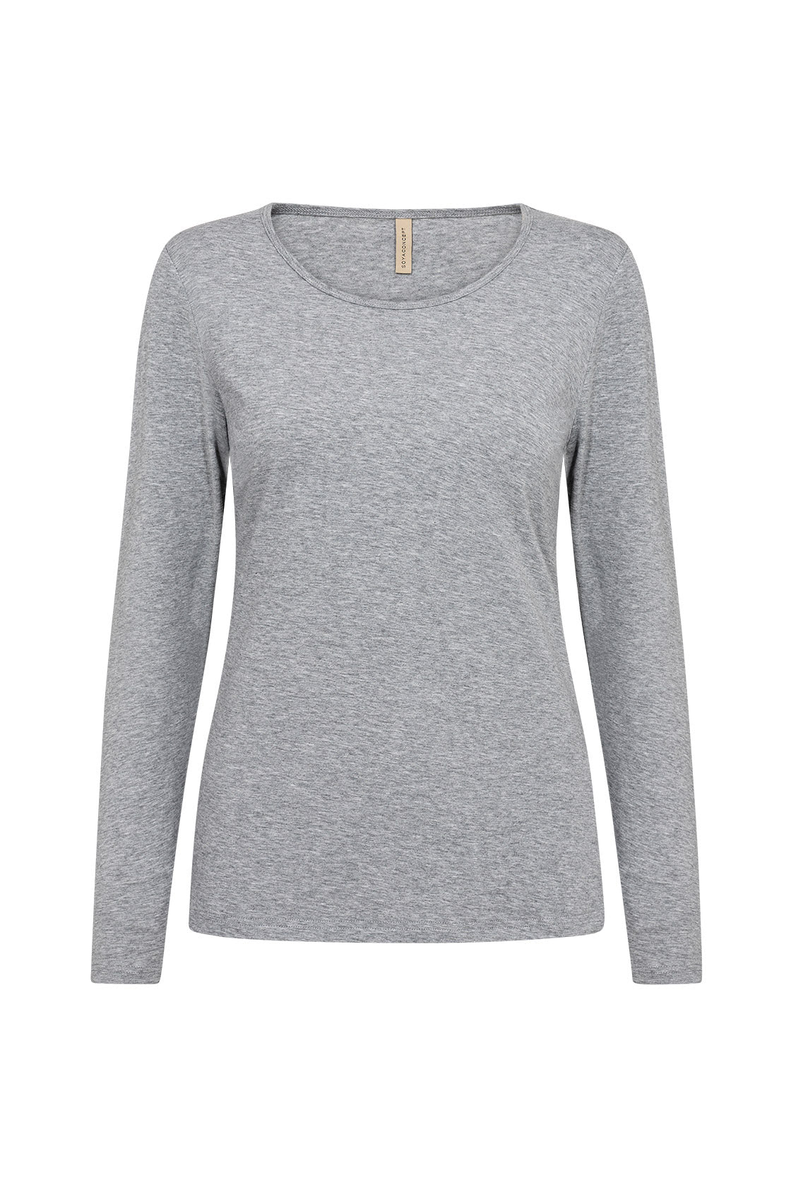 Soya Concept Pylle Plain Long Sleeve Top - Mid Grey Melange