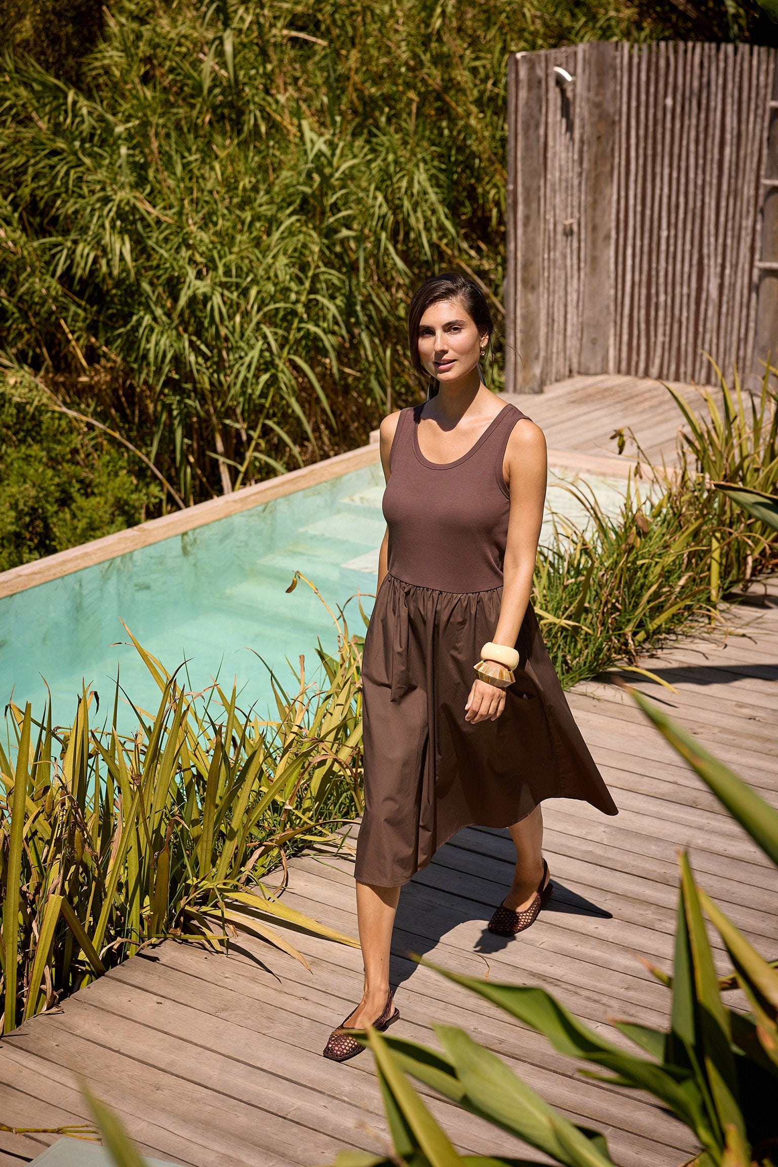 Soya Concept Rachelle Sleeveless Dress - Hot Fudge