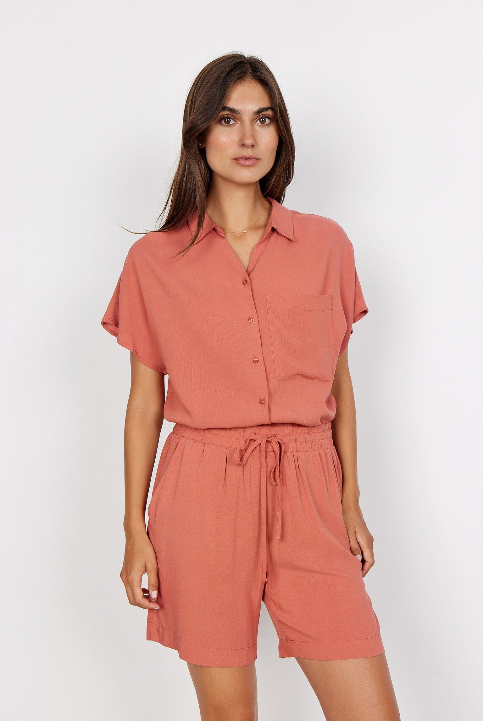 Soya Concept Radia Elasticated Waist Shorts - Dusty Red