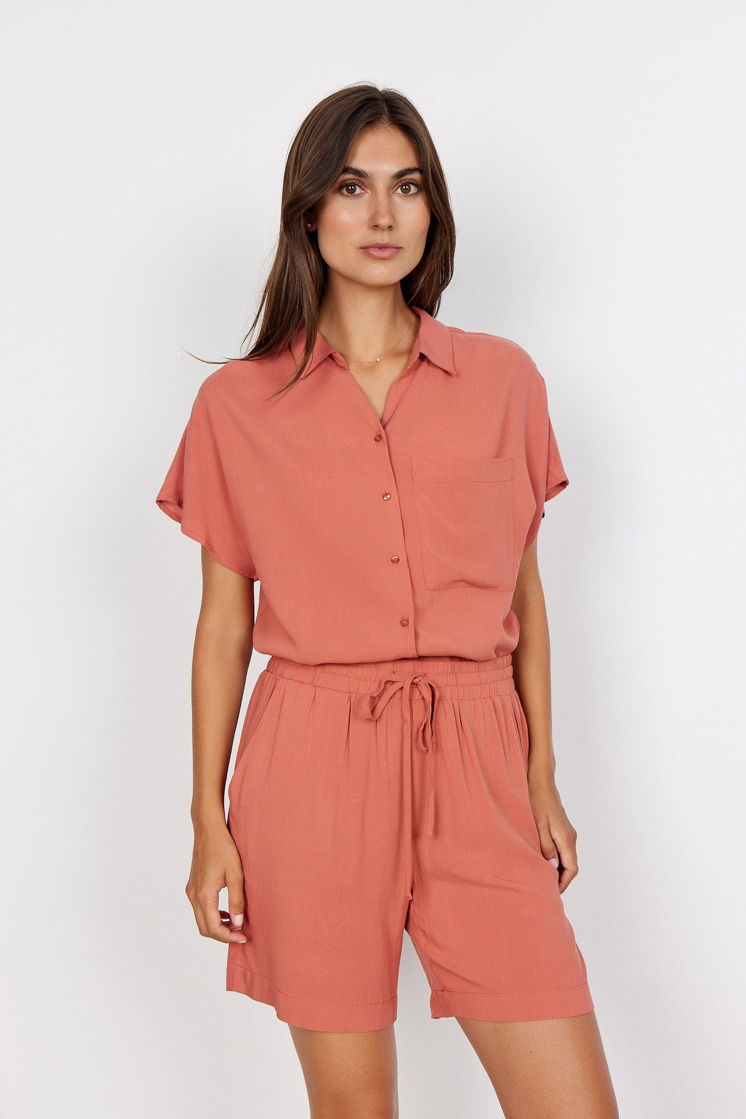 Soya Concept Radia Elasticated Waist Shorts - Dusty Red