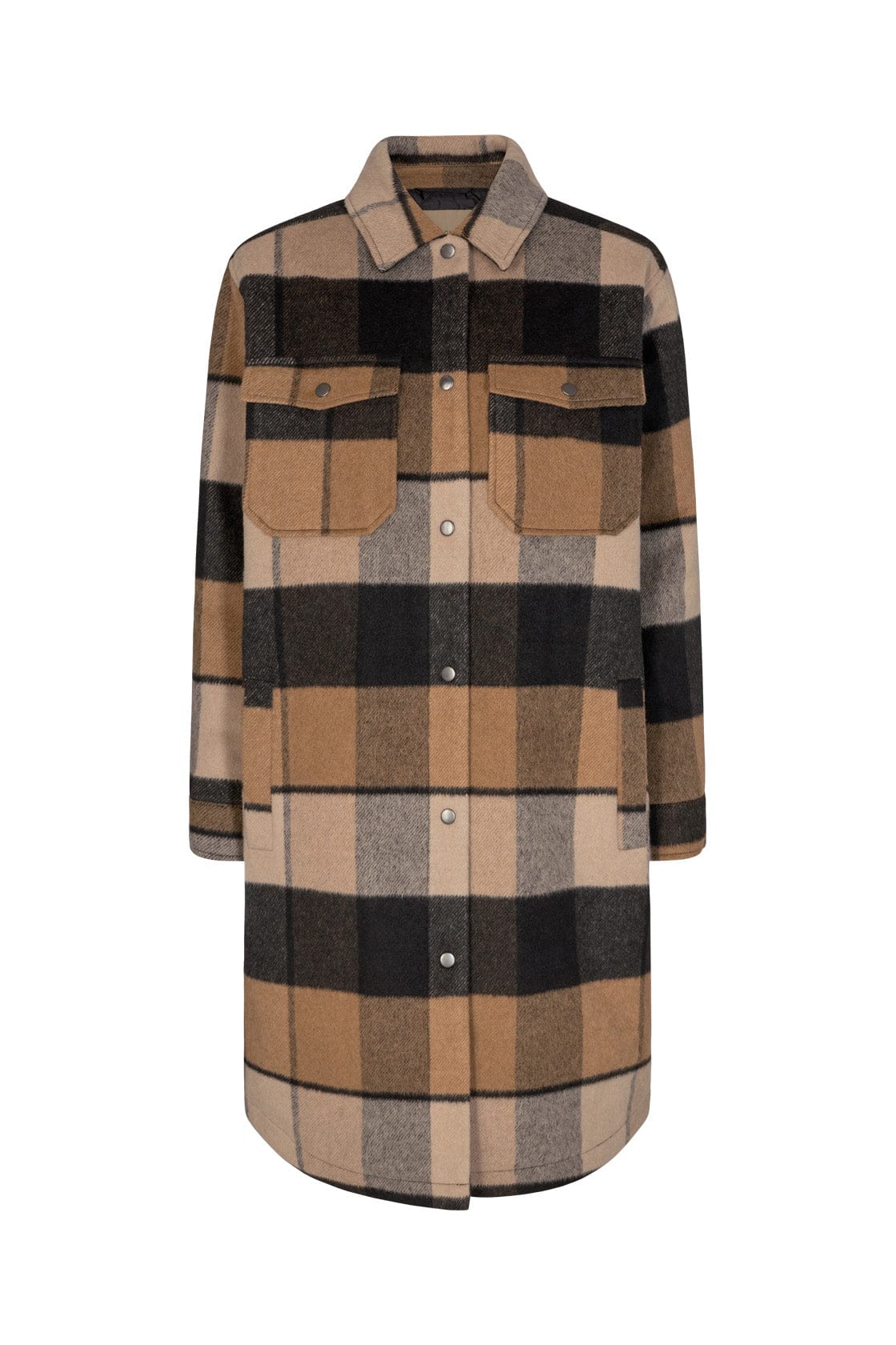 Soya Concept Ranila Check Long Shacket - Camel Combi