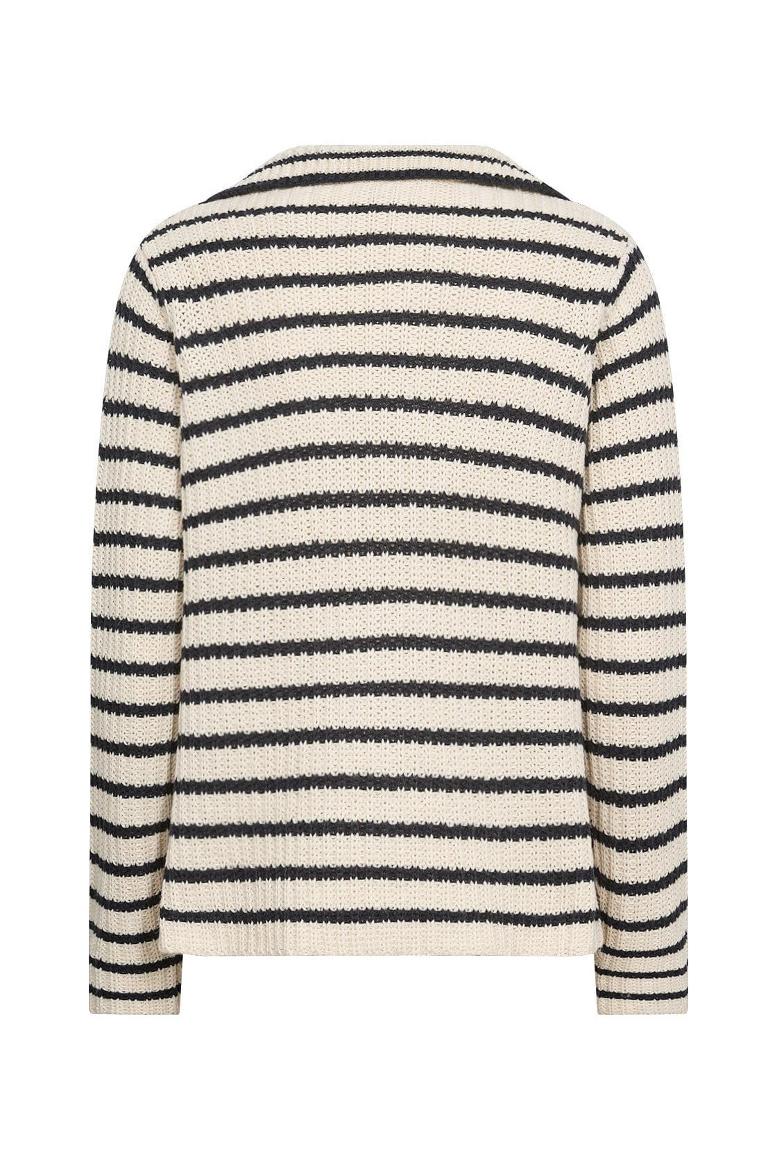 Soya Concept Remone Stripe Collared Cardigan - Cream Combi