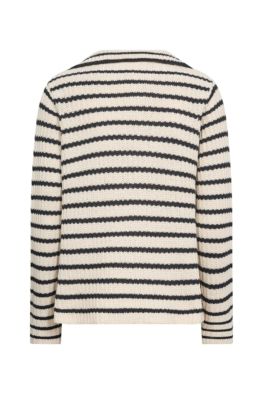 Soya Concept Remone Stripe Collared Cardigan - Cream Combi