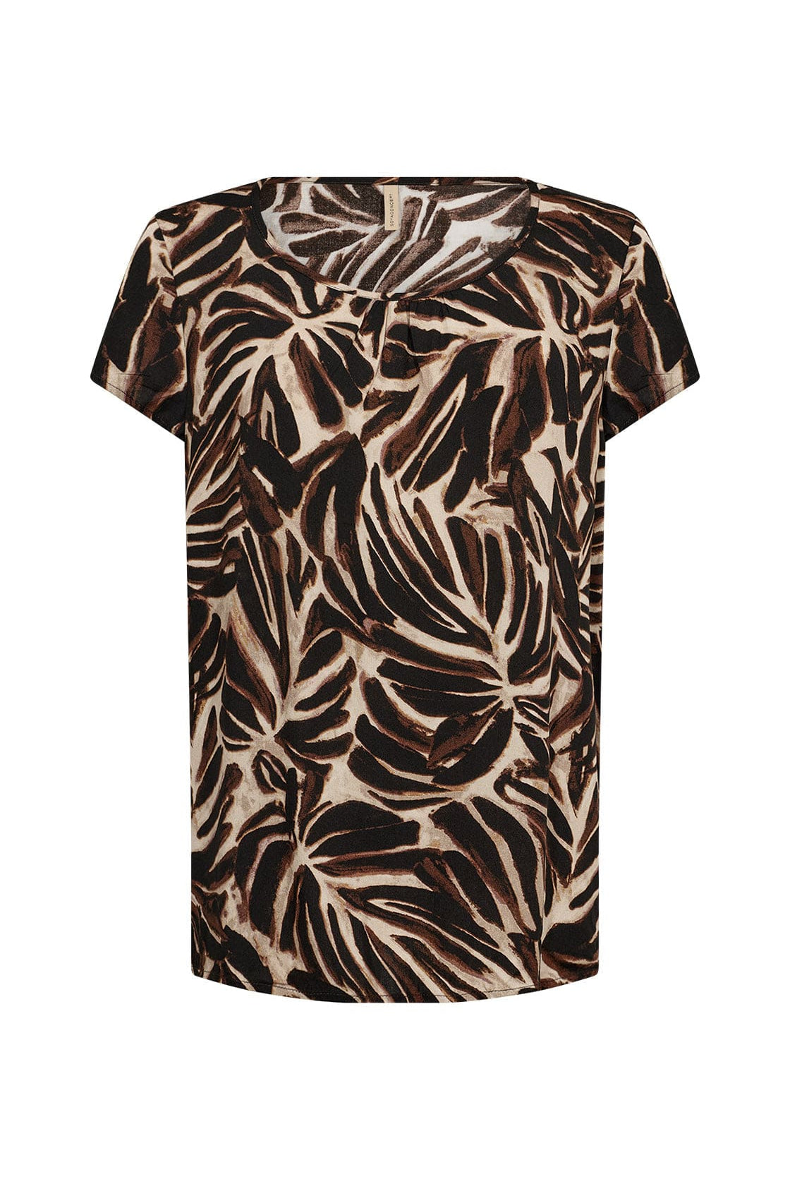 Soya Concept Roksana Leaf Print Blouse - Hot Fudge Combi