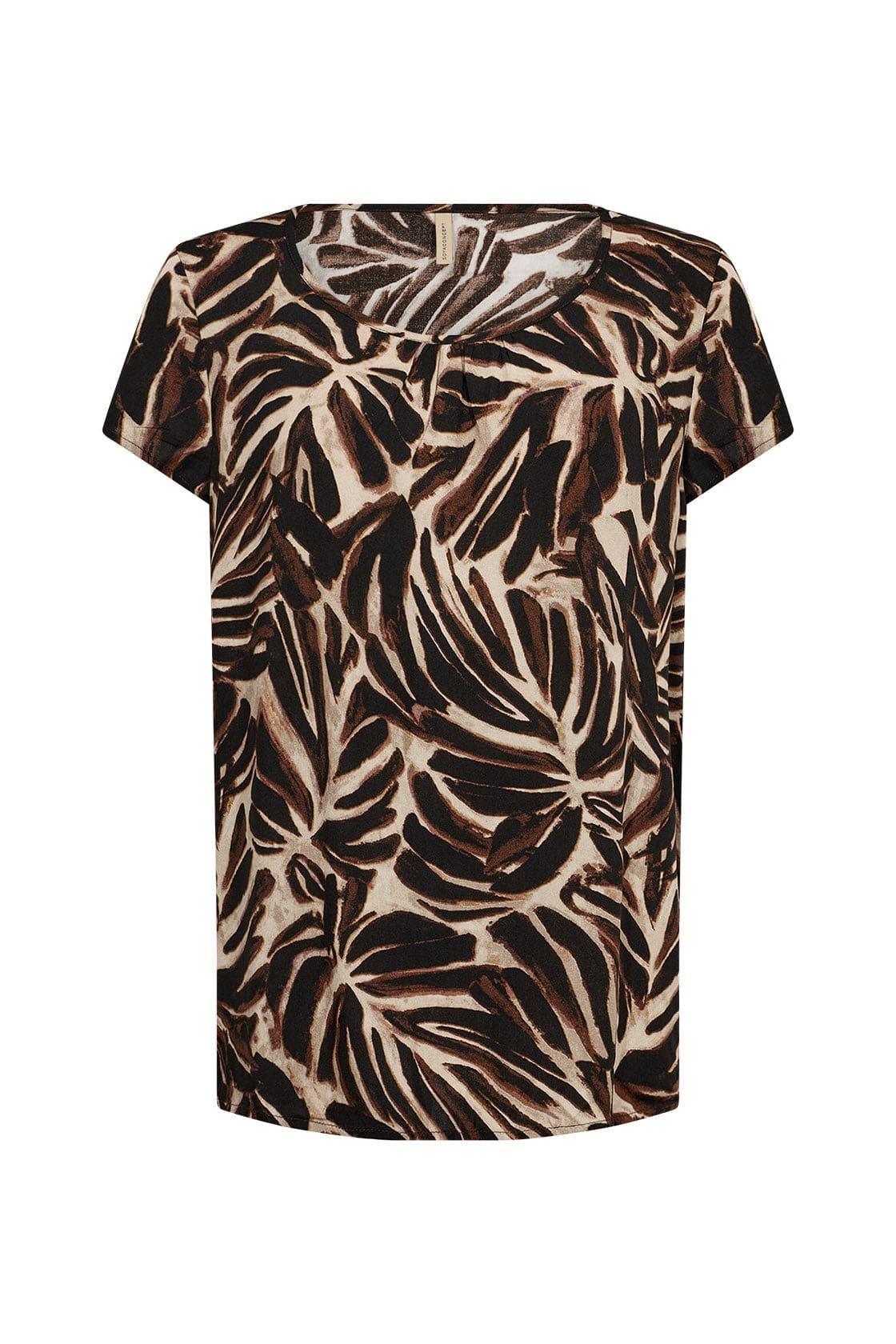 Soya Concept Roksana Leaf Print Blouse - Hot Fudge Combi