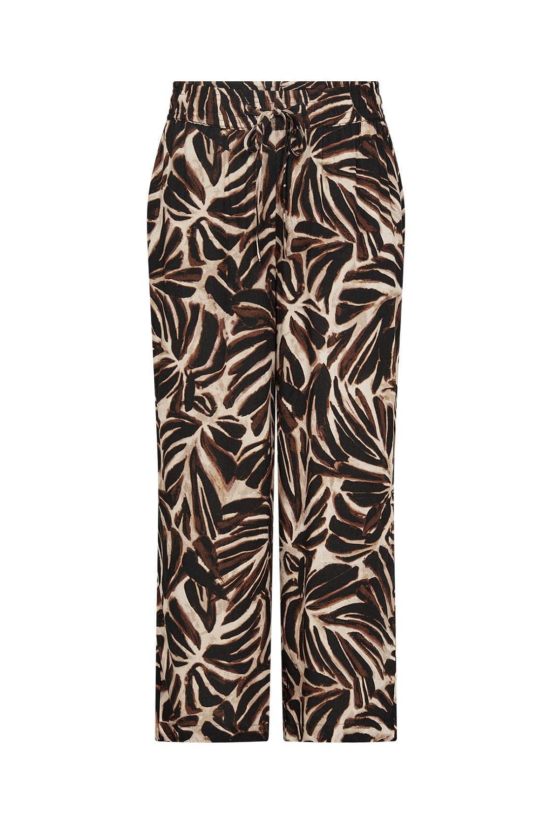 Soya Concept Roksana Leaf Print Cropped Trousers - Hot Fudge Combi