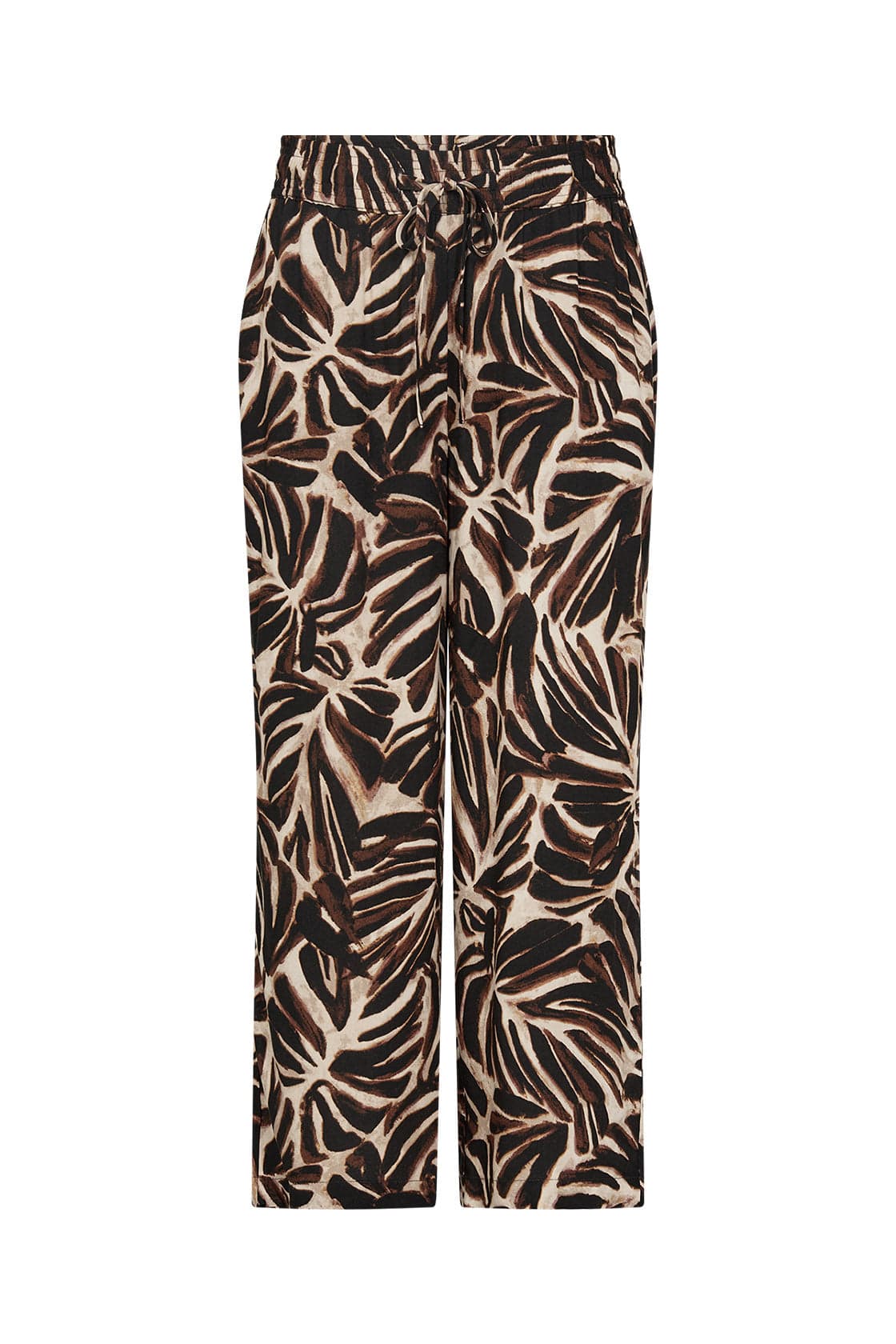 Soya Concept Roksana Leaf Print Cropped Trousers - Hot Fudge Combi