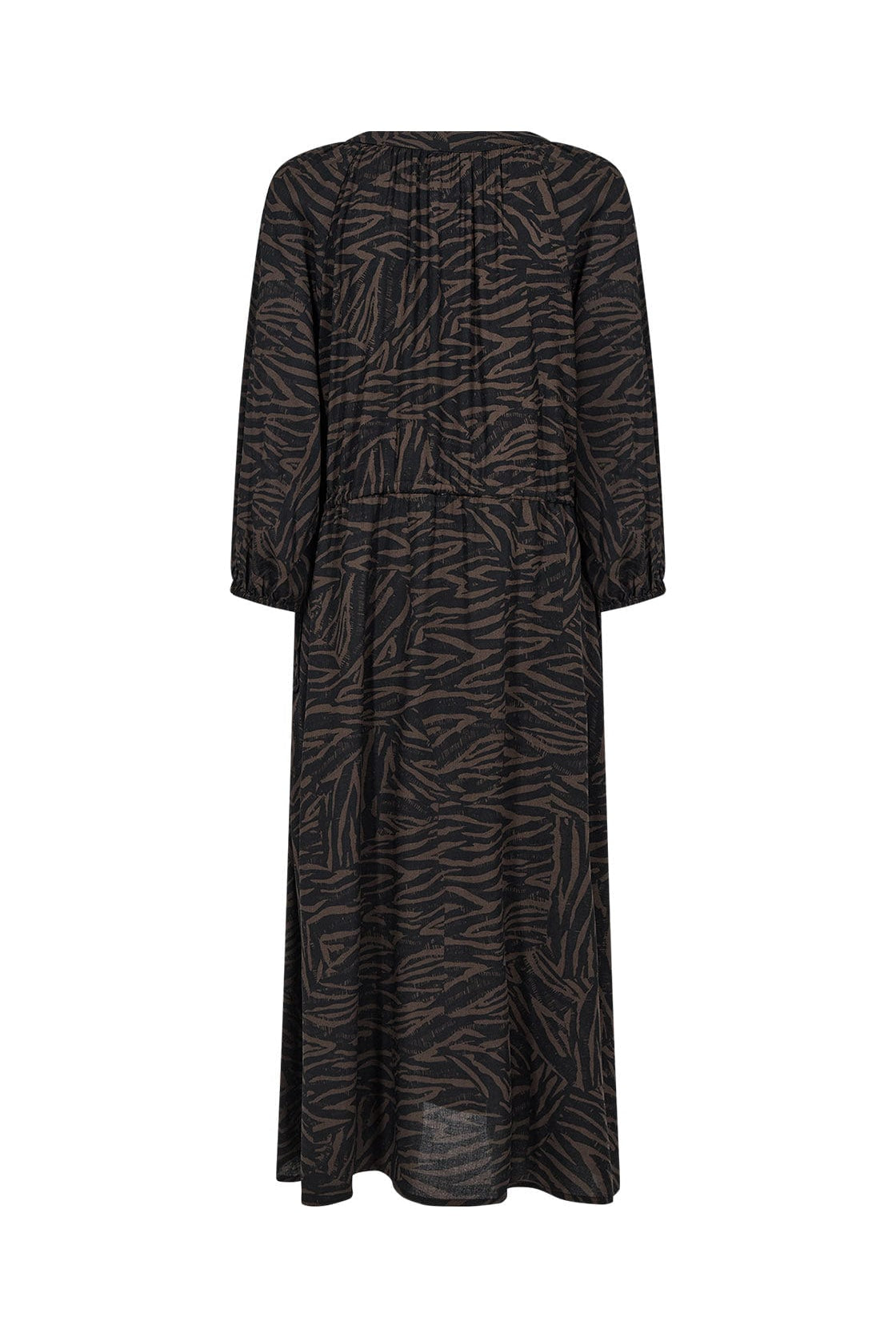 Soya Concept Sade Tie Neck Midi Dress - Hot Fudge Combi