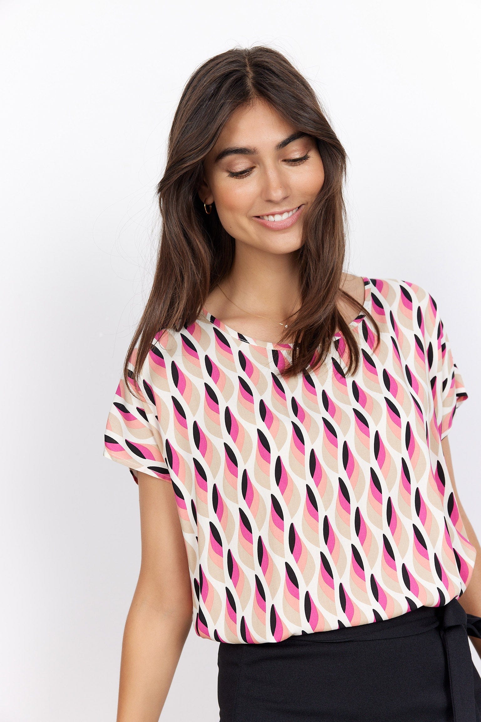 Soya Concept Sammy Abstract Print Blouse - Fuchsia Rose Combi