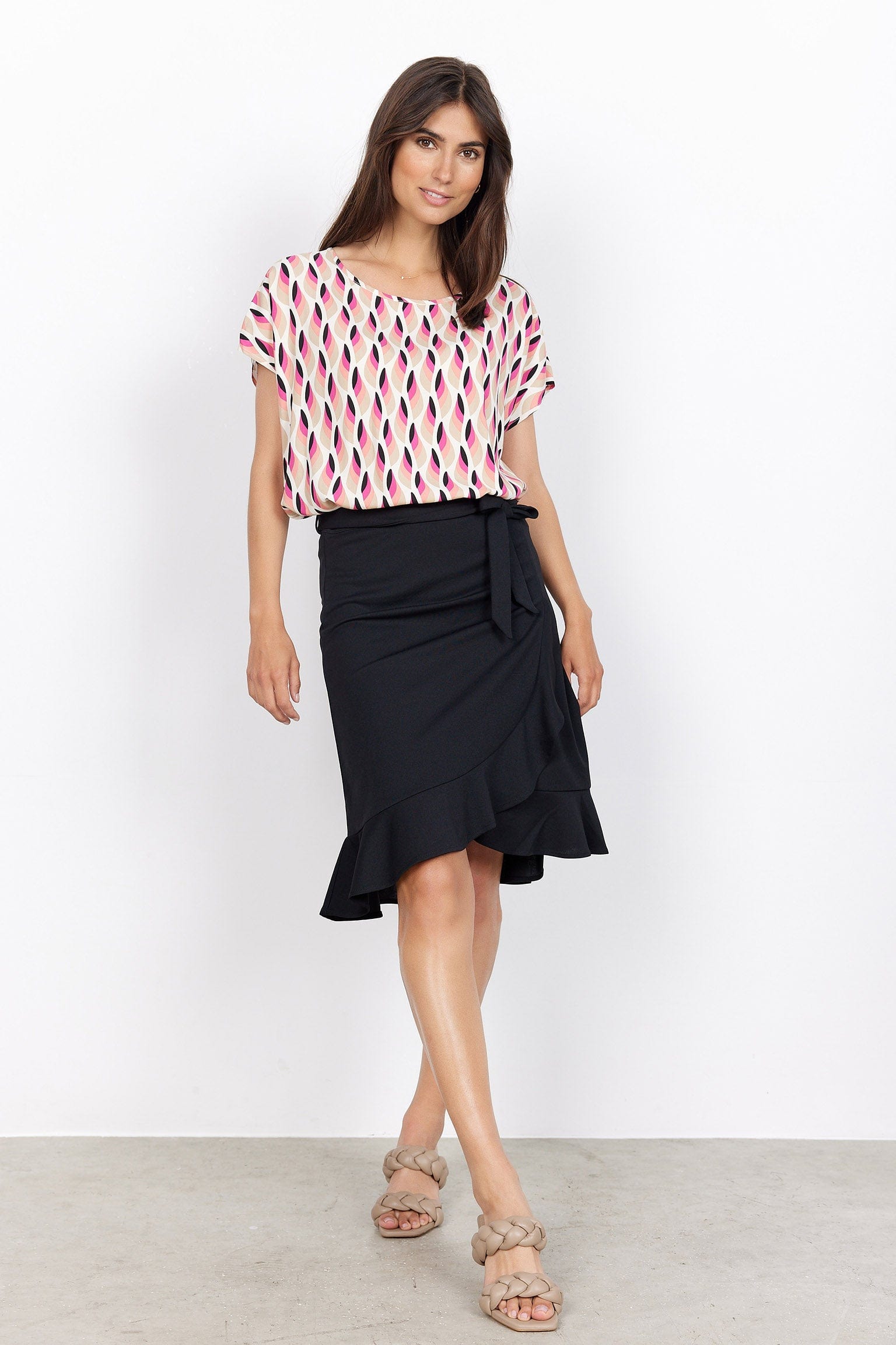 Soya Concept Sammy Abstract Print Blouse - Fuchsia Rose Combi