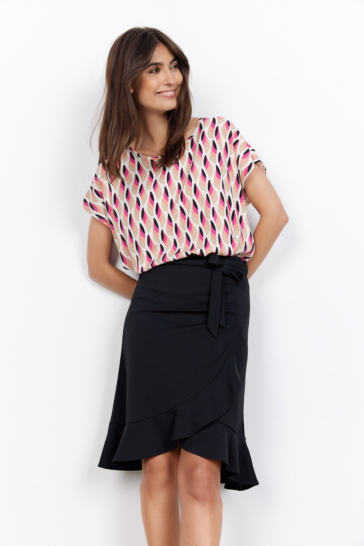 Soya Concept Sammy Abstract Print Blouse - Fuchsia Rose Combi