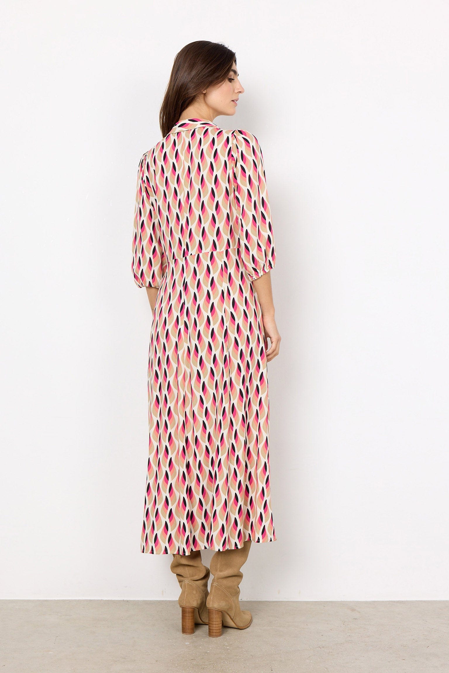 Soya Concept Sammy Abstract Print Dress - Fuchsia Rose Combi