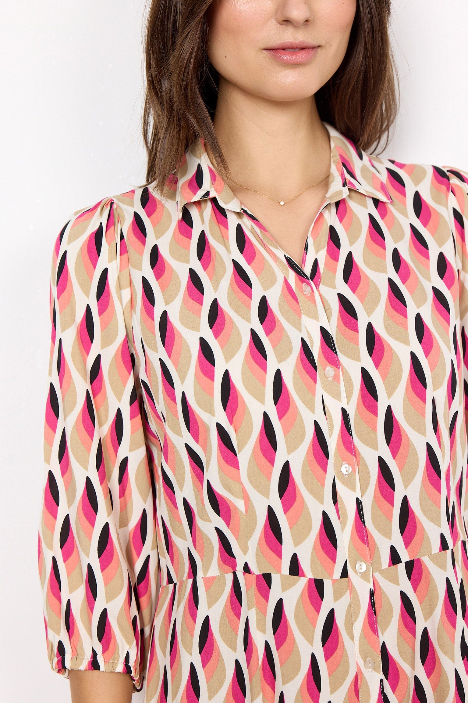 Soya Concept Sammy Abstract Print Dress - Fuchsia Rose Combi