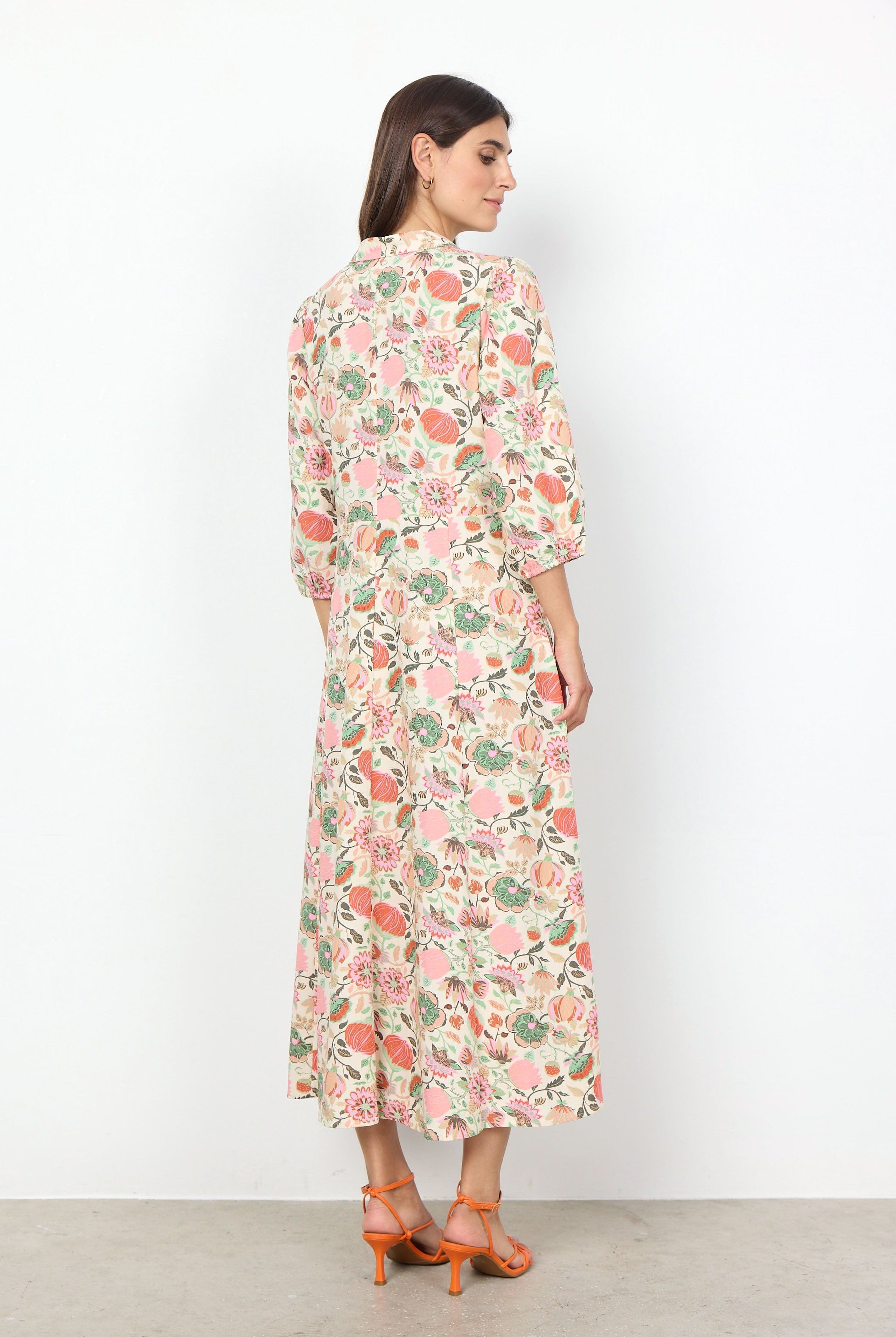 Soya Concept Sammy Floral Print Midi Dress - Dusty Clay Combi