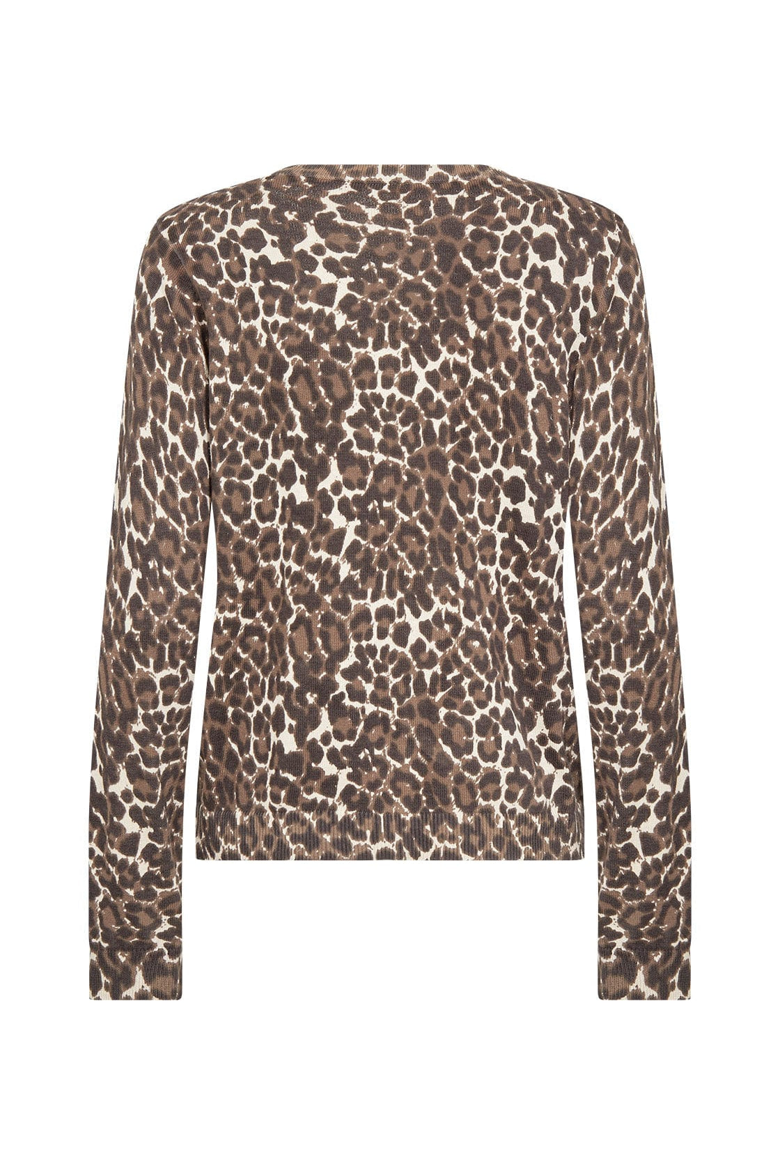 Soya Concept Sati Animal Print Cotton Knit Cardigan - Hot Fudge Combi