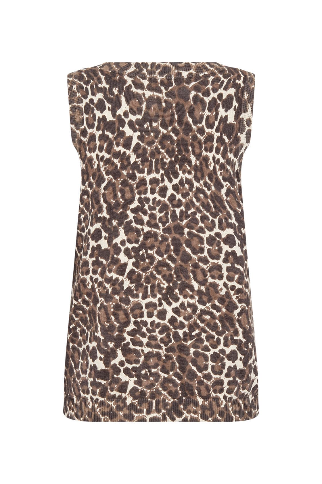Soya Concept Sati Animal Print Cotton Knit Sleeveless Jumper - Hot Fudge Combi