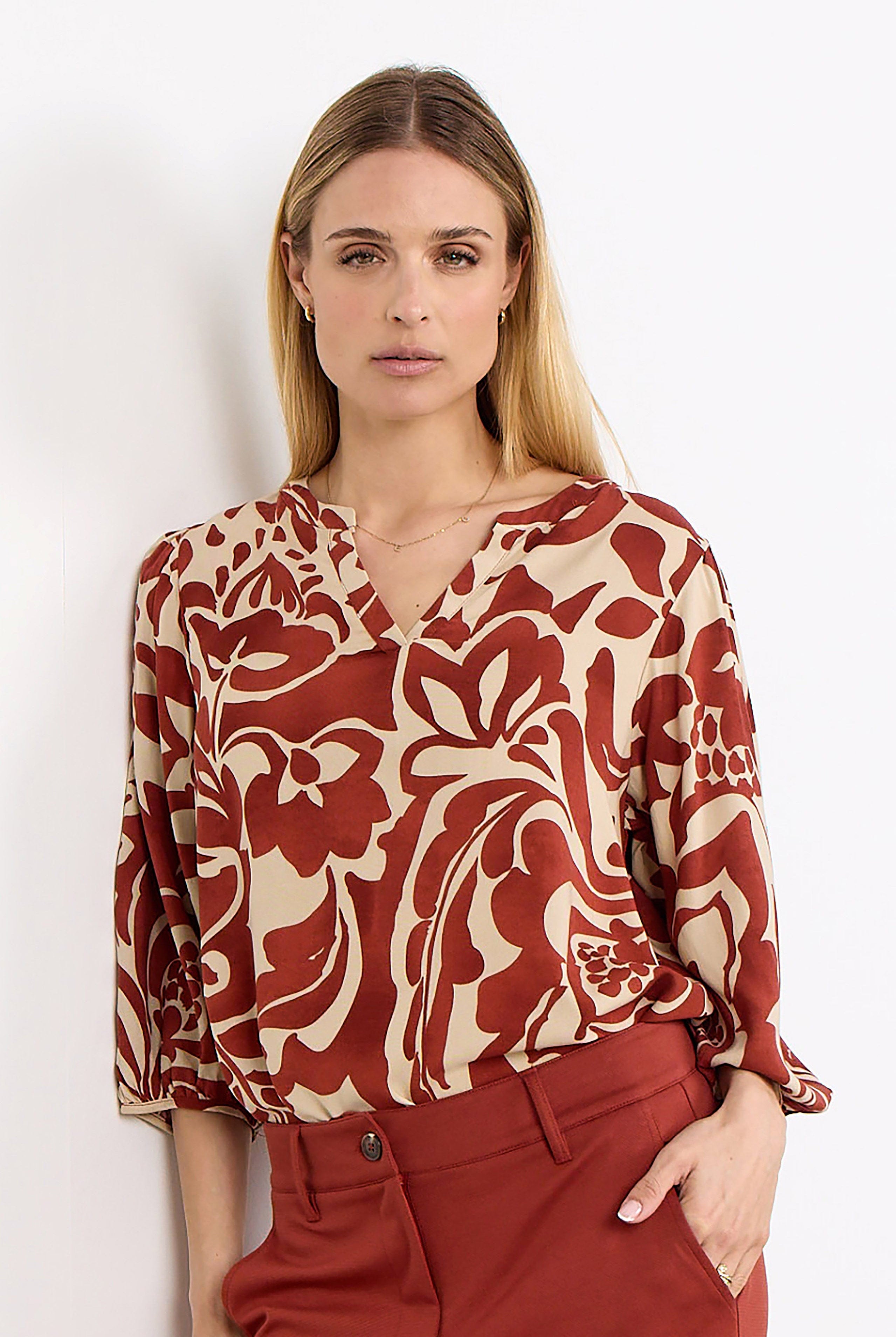 Soya Concept Senta Printed Blouse - Mineral Red Combi