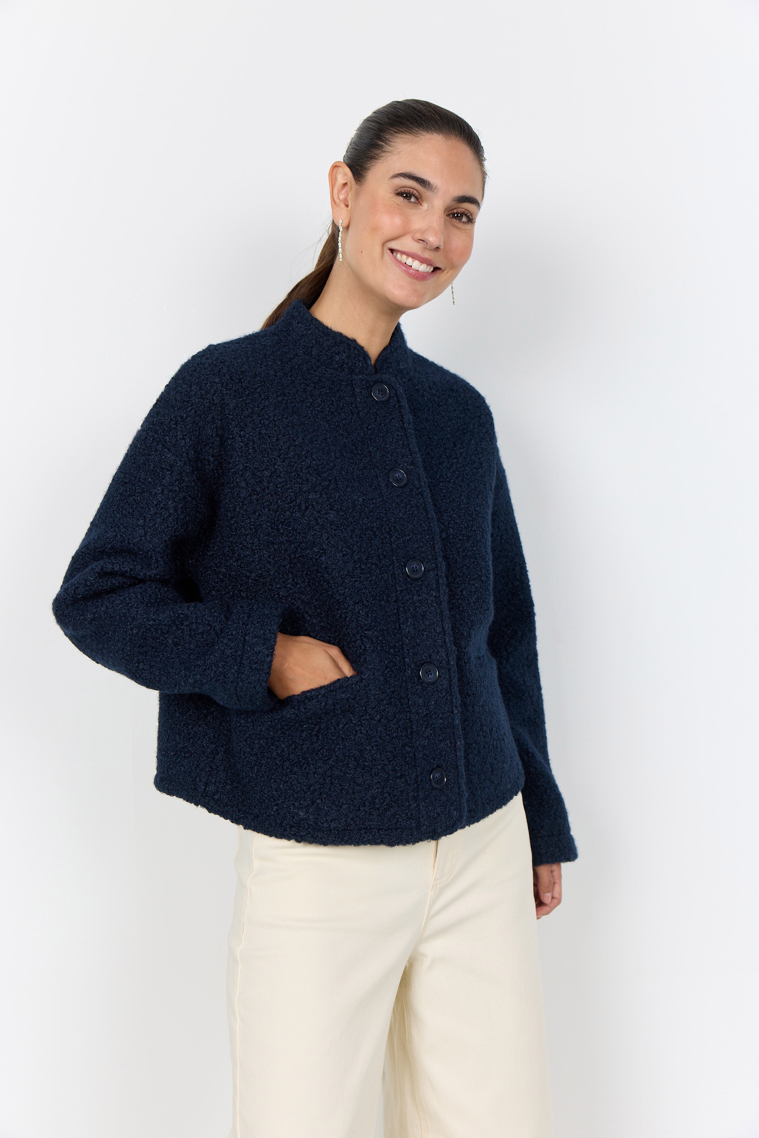 Soya Concept Shaima Boucle Style Jacket - Navy