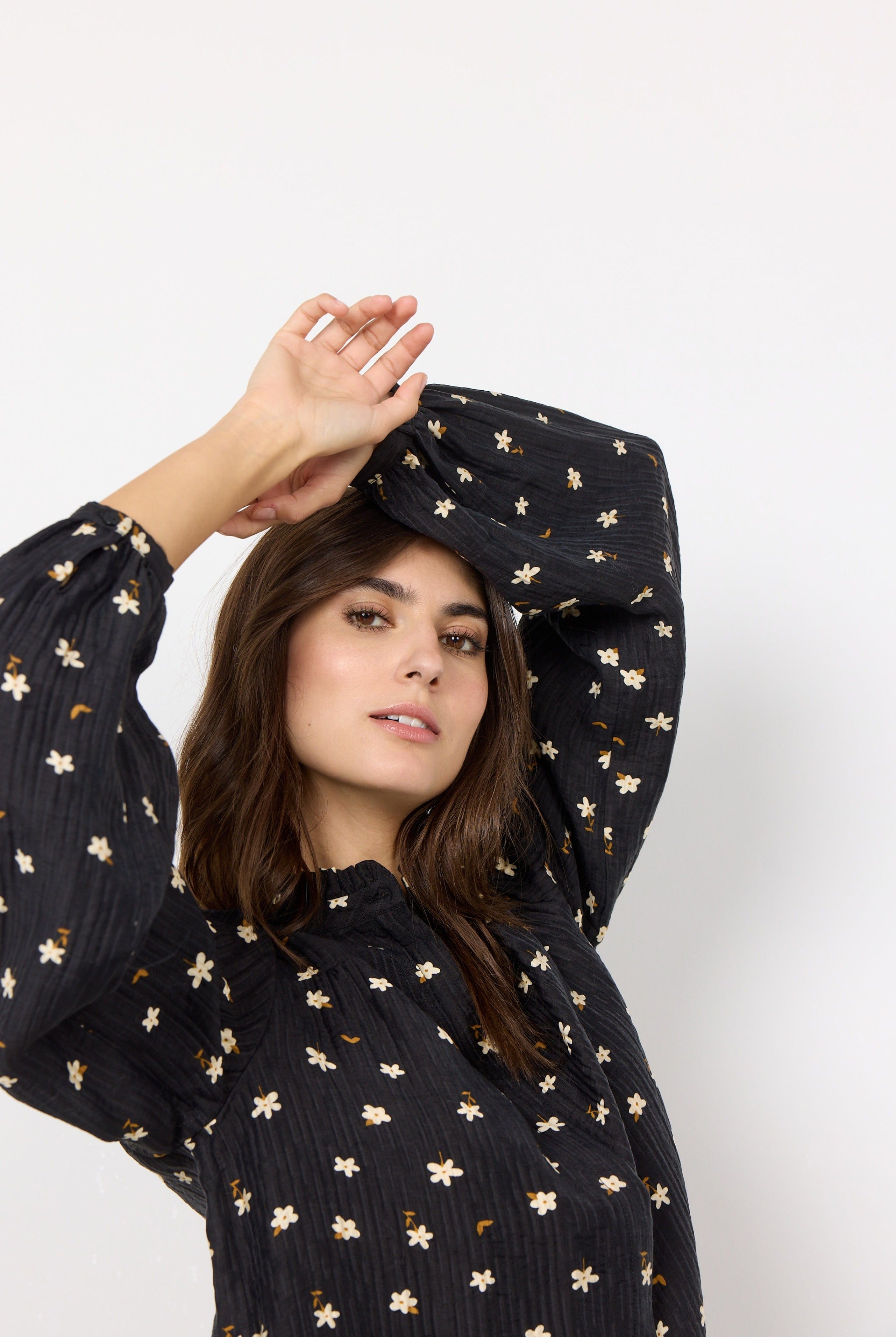 Soya Concept Tama Floral Print Blouse - Black Combi