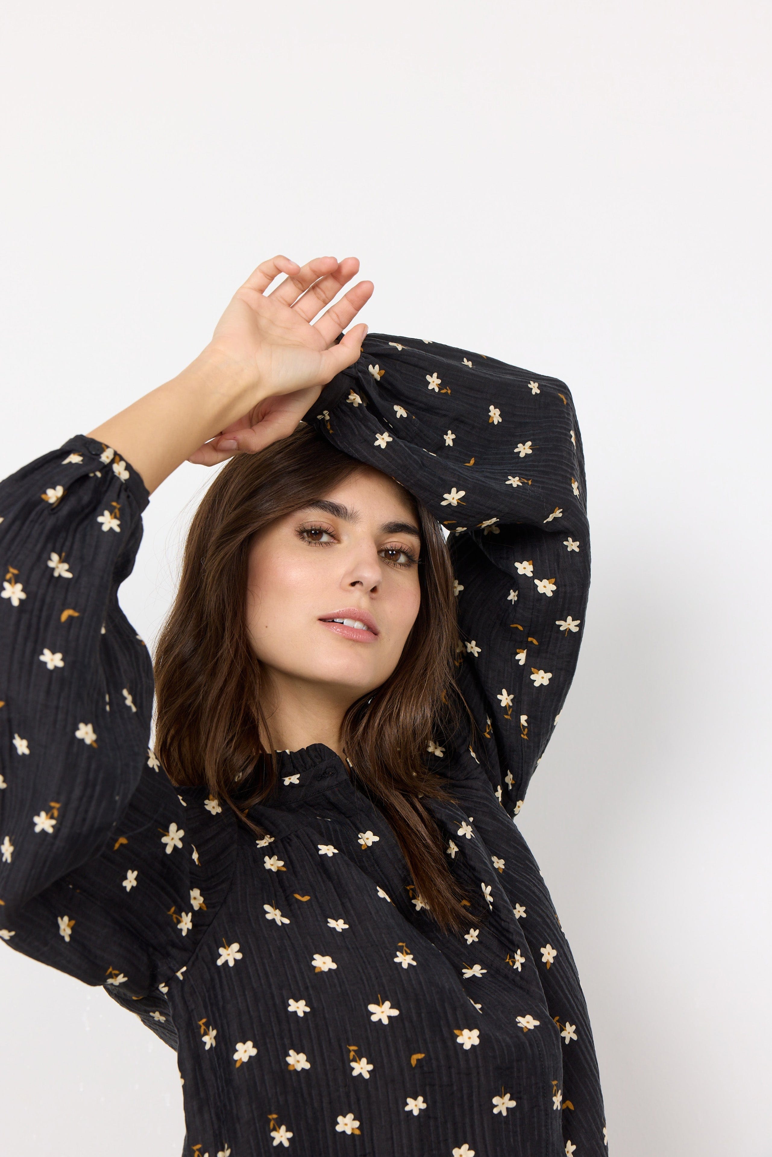 Soya Concept Tama Floral Print Blouse - Black Combi