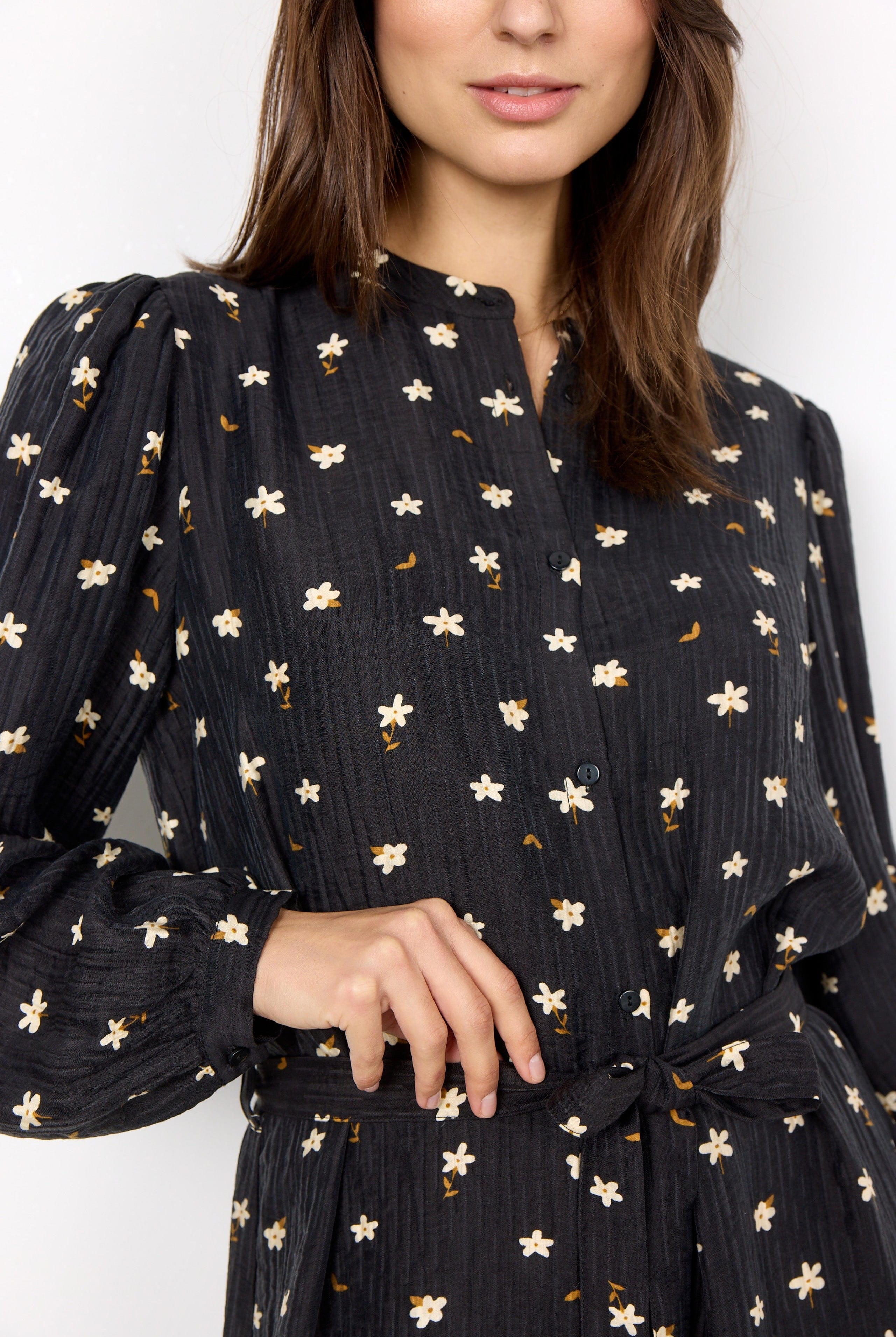 Soya Concept Tama Floral Print Midi Dress - Black Combi