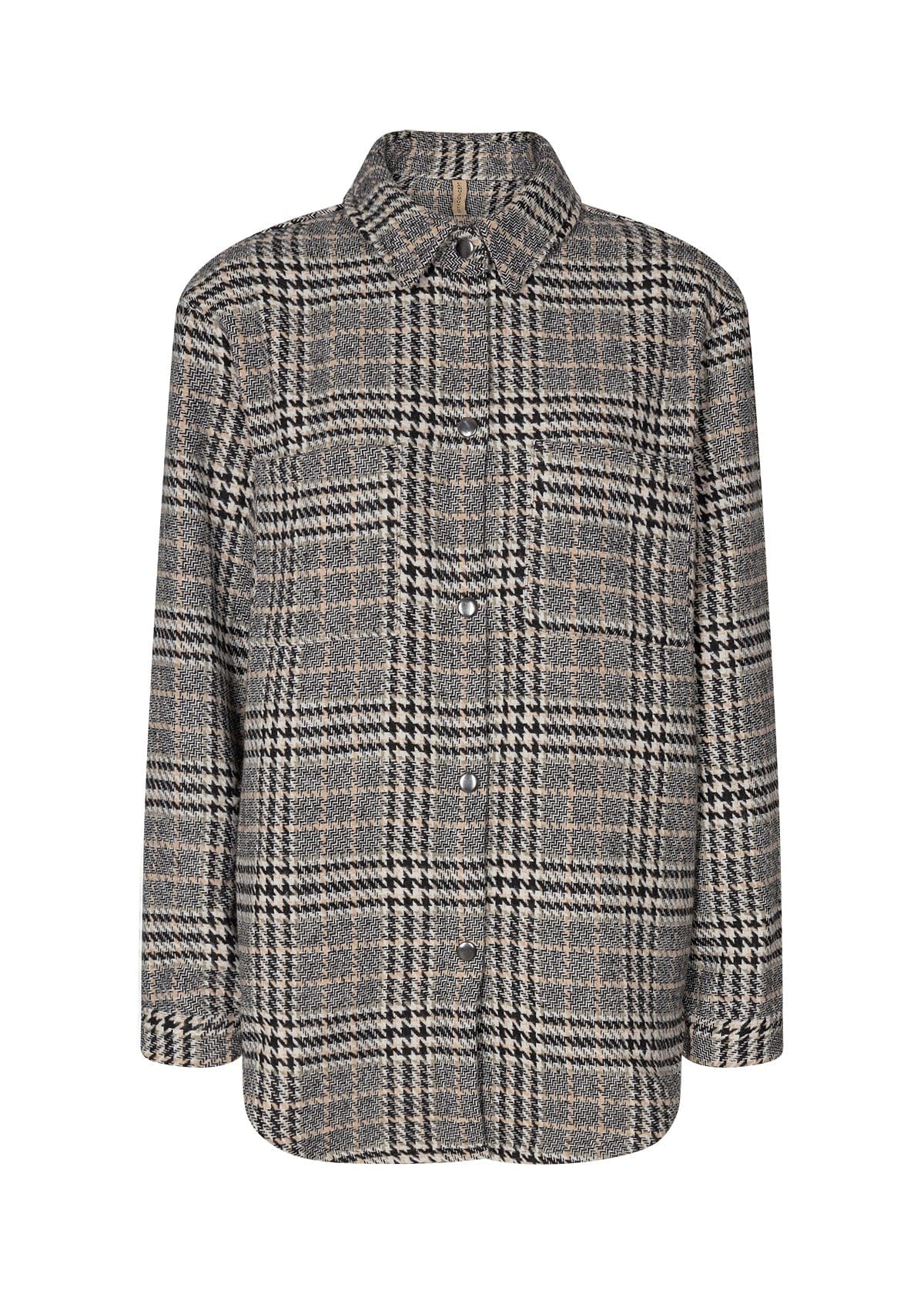 Soya Concept Troya Houndstooth Check Shacket - Black Combi