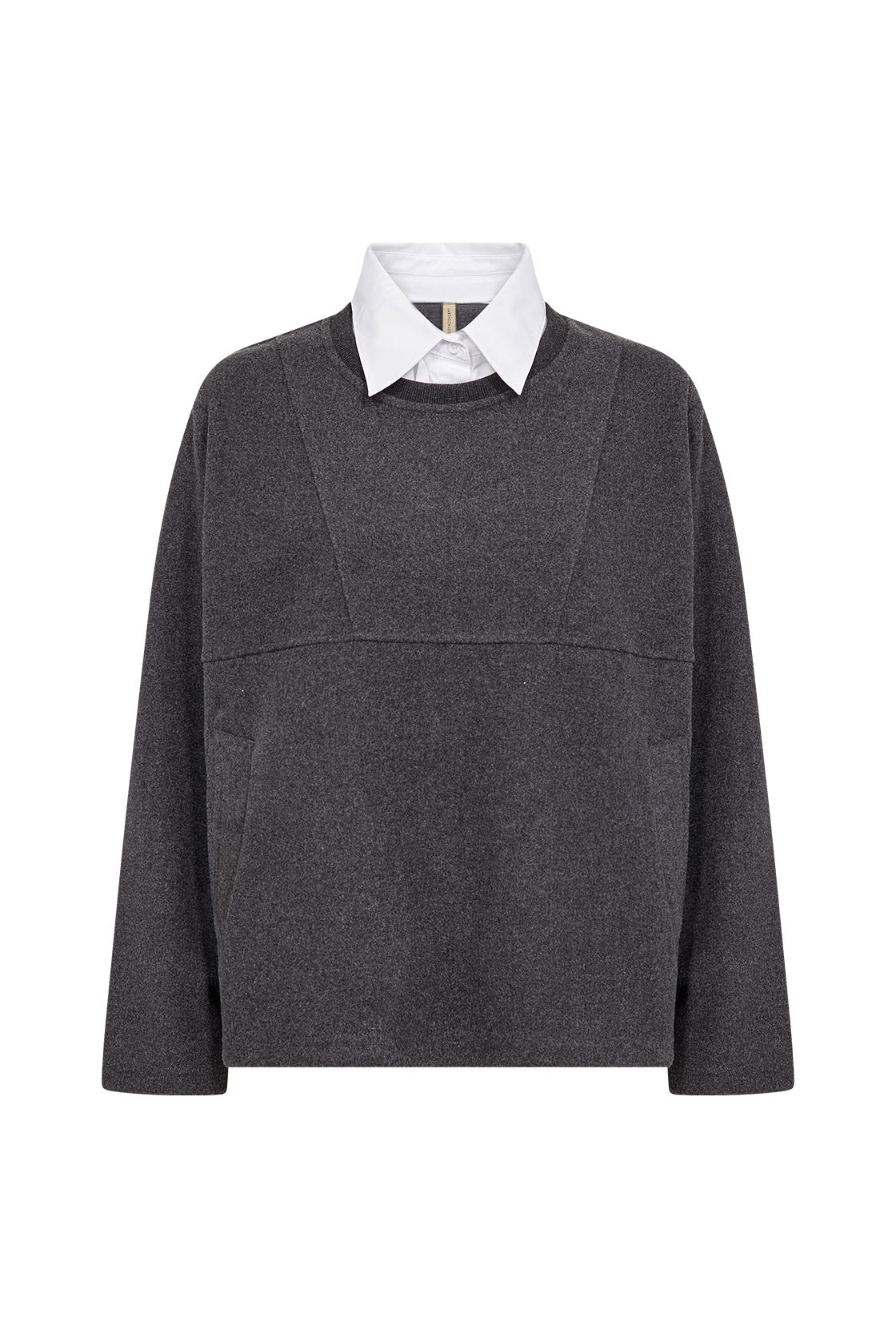 Soya Concept Vagna 2 in 1 Shirt and Wool Blend Jumper - Dark Earth Melange