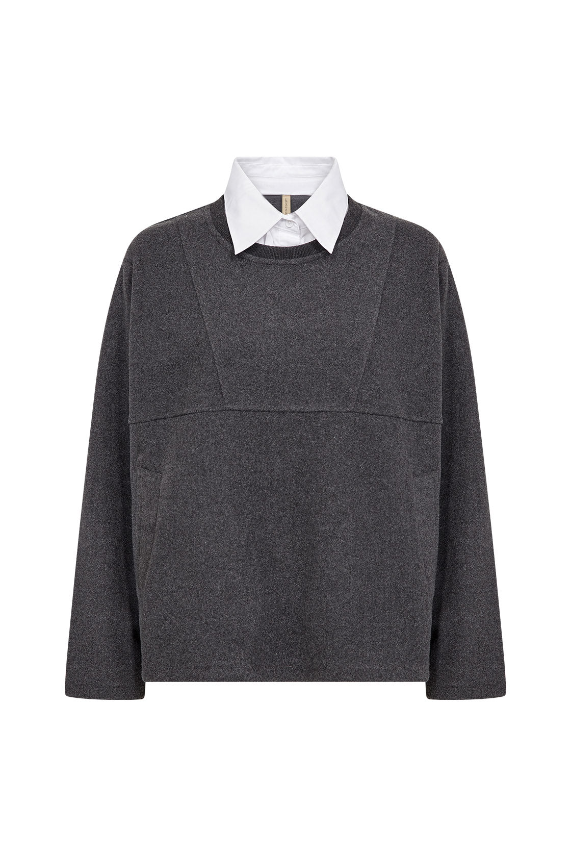 Soya Concept Vagna 2 in 1 Shirt and Wool Blend Jumper - Dark Earth Melange