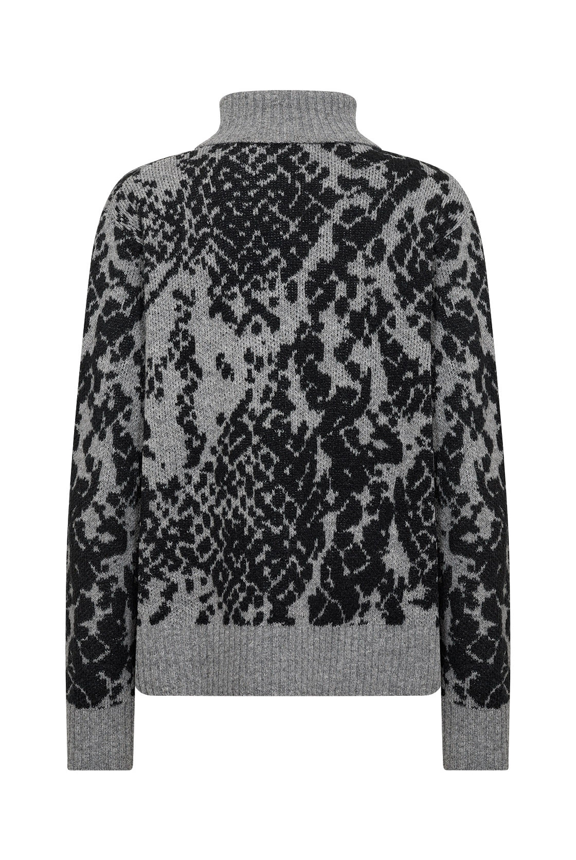 Soya Concept Vendi Patterned Polo Neck Jumper - Mid Grey Melange Combi