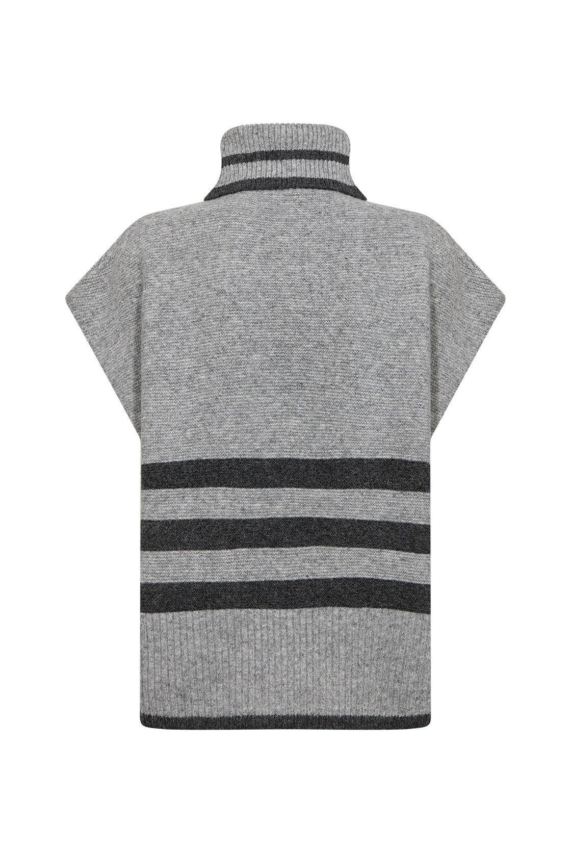 Soya Concept Vif Drop Shoulder Contrast Stripe Jumper - Mid Grey Melange Combi