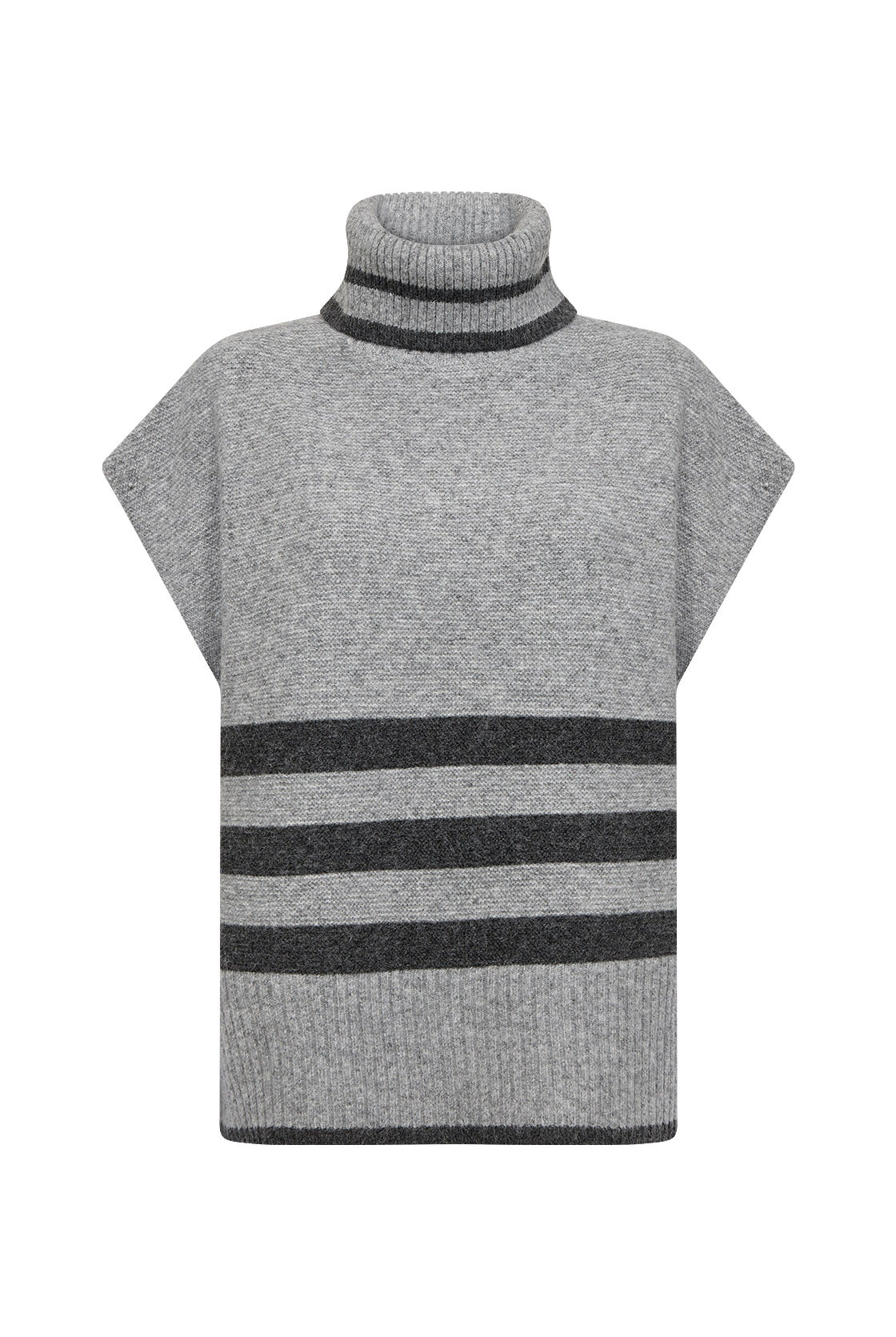 Soya Concept Vif Drop Shoulder Contrast Stripe Jumper - Mid Grey Melange Combi