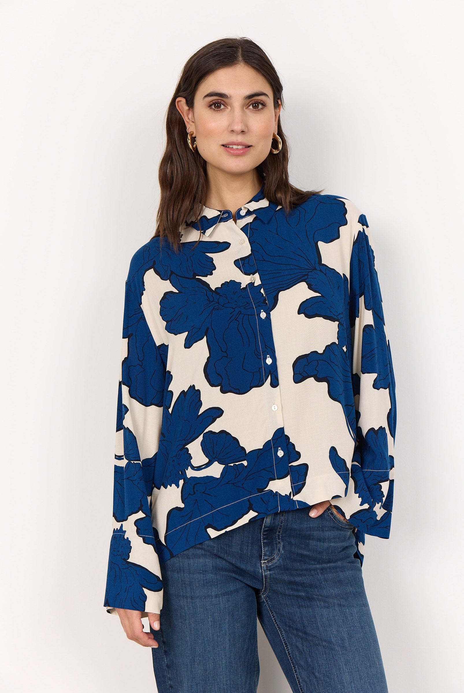 Soya Concept Vigdis Abstract Print Shirt - Estate Blue Combi
