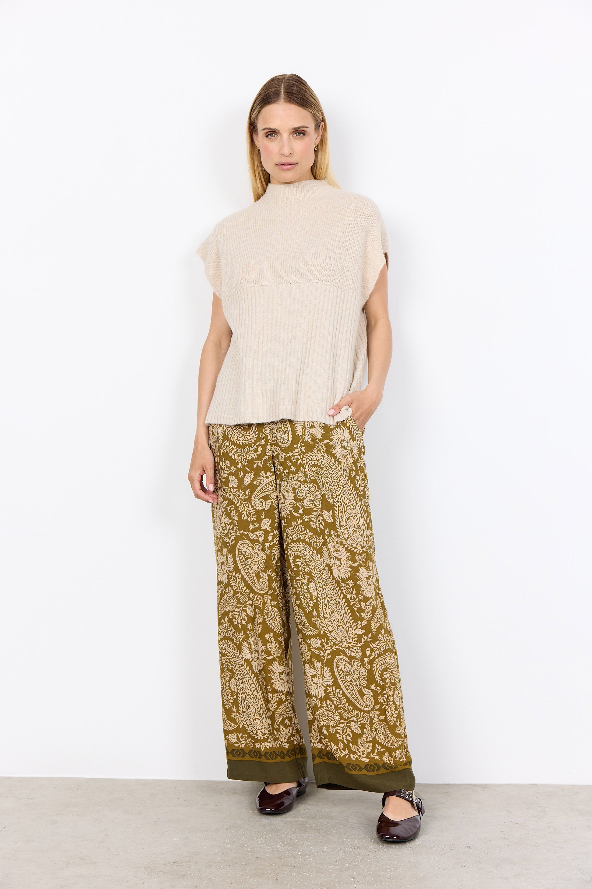 Soya Concept Virginia Knitted Drop Shoulder Jumper - Cream Melange