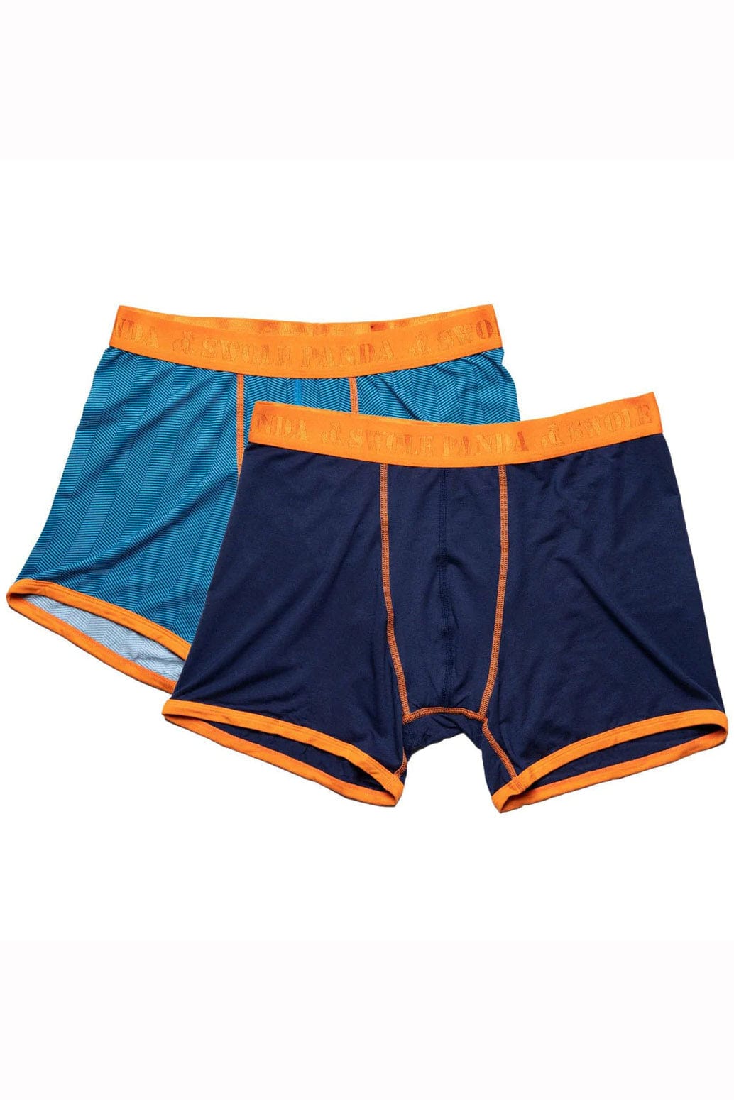 Swole Panda Bamboo Boxer Trunks 2 Pack - Navy/Blue Herringbone