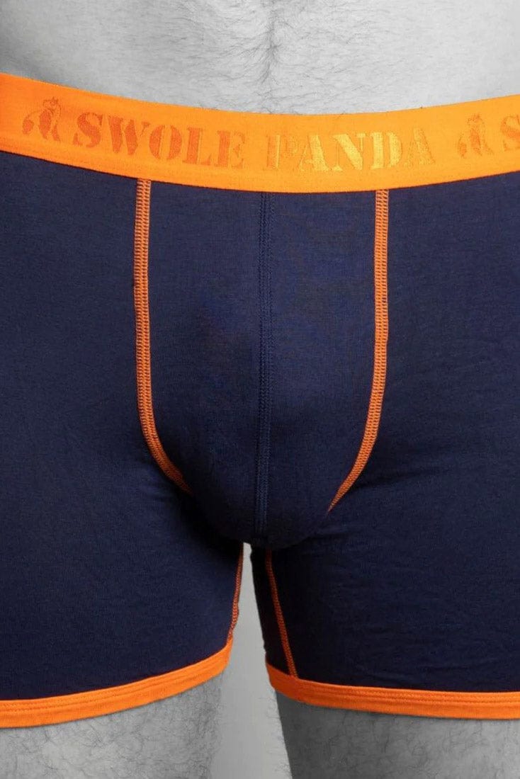 Swole Panda Bamboo Boxer Trunks 2 Pack - Navy/Blue Herringbone