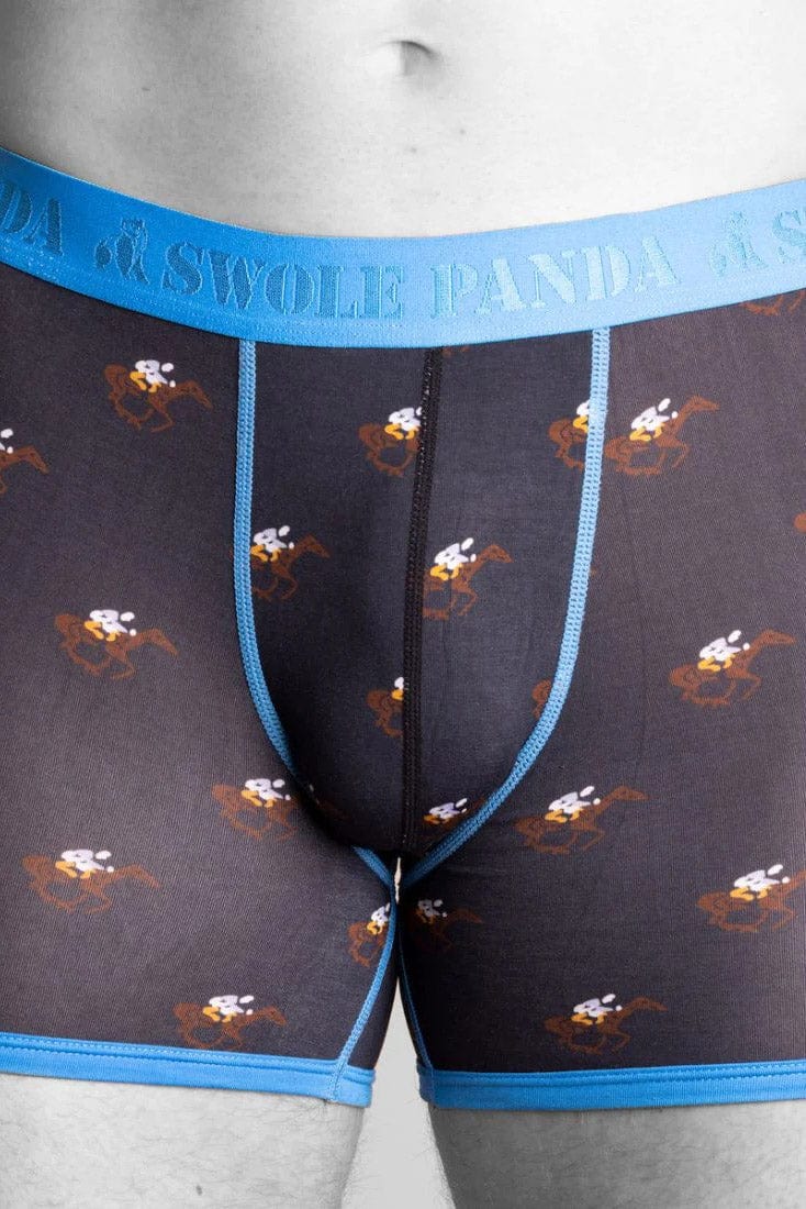 Swole Panda Bamboo Boxer Trunks 2 Pack - Navy/Racehorses