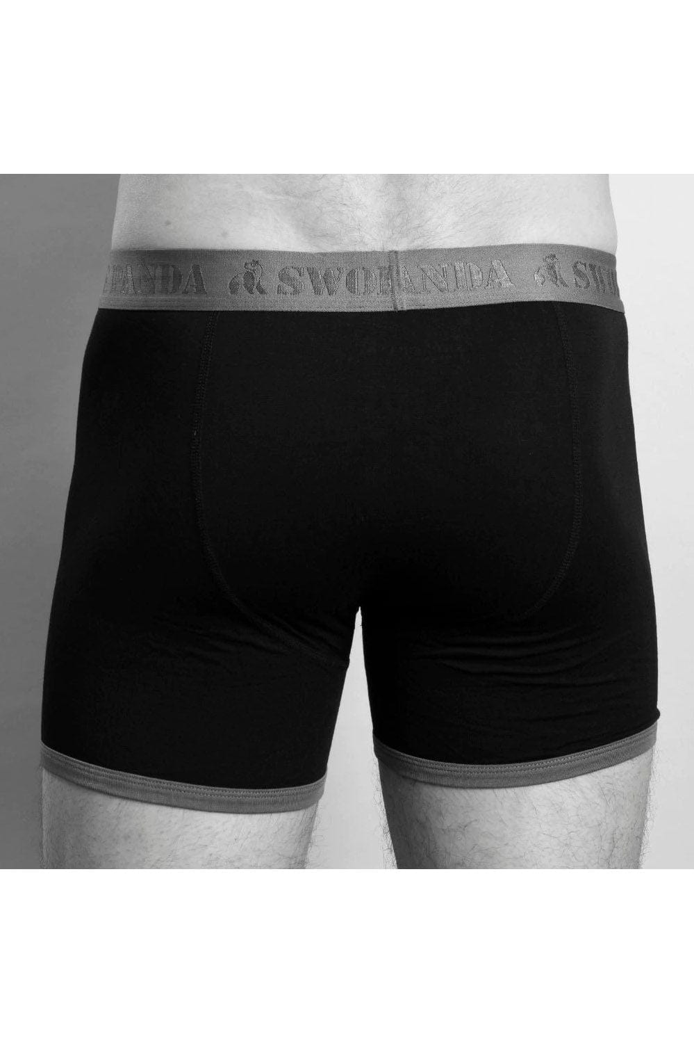 Swole Panda Bamboo Boxer Trunks - Black/Grey