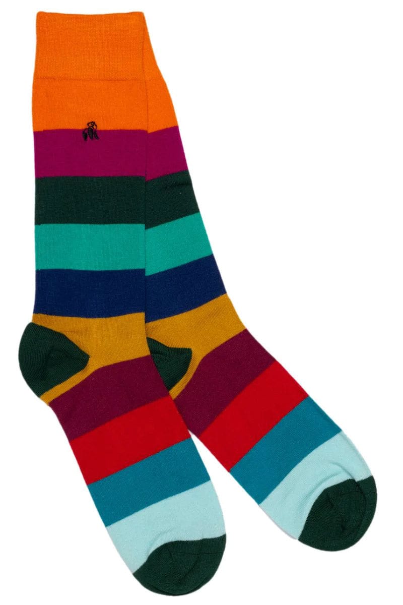 Swole Panda Block Striped Bamboo Socks - Multi SP302_MULTISTRIPE_7-11