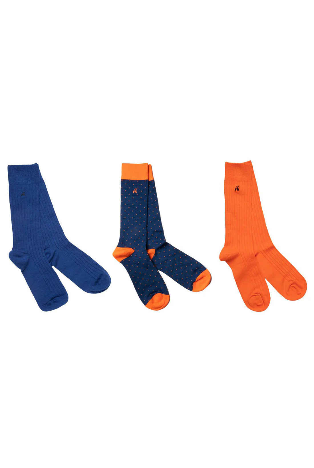 Swole Panda Box of 3 Bamboo Socks - Blue/Orange SP028-3_02_7-11