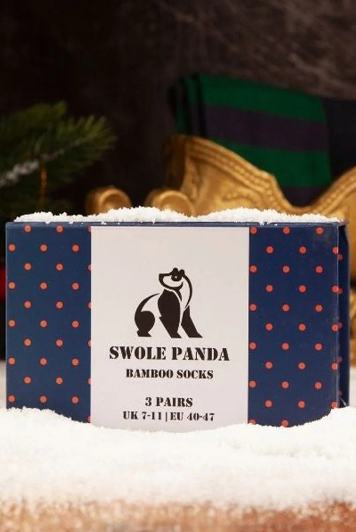 Swole Panda Box of 3 Bamboo Socks - Blue/Orange SP028-3_02_7-11